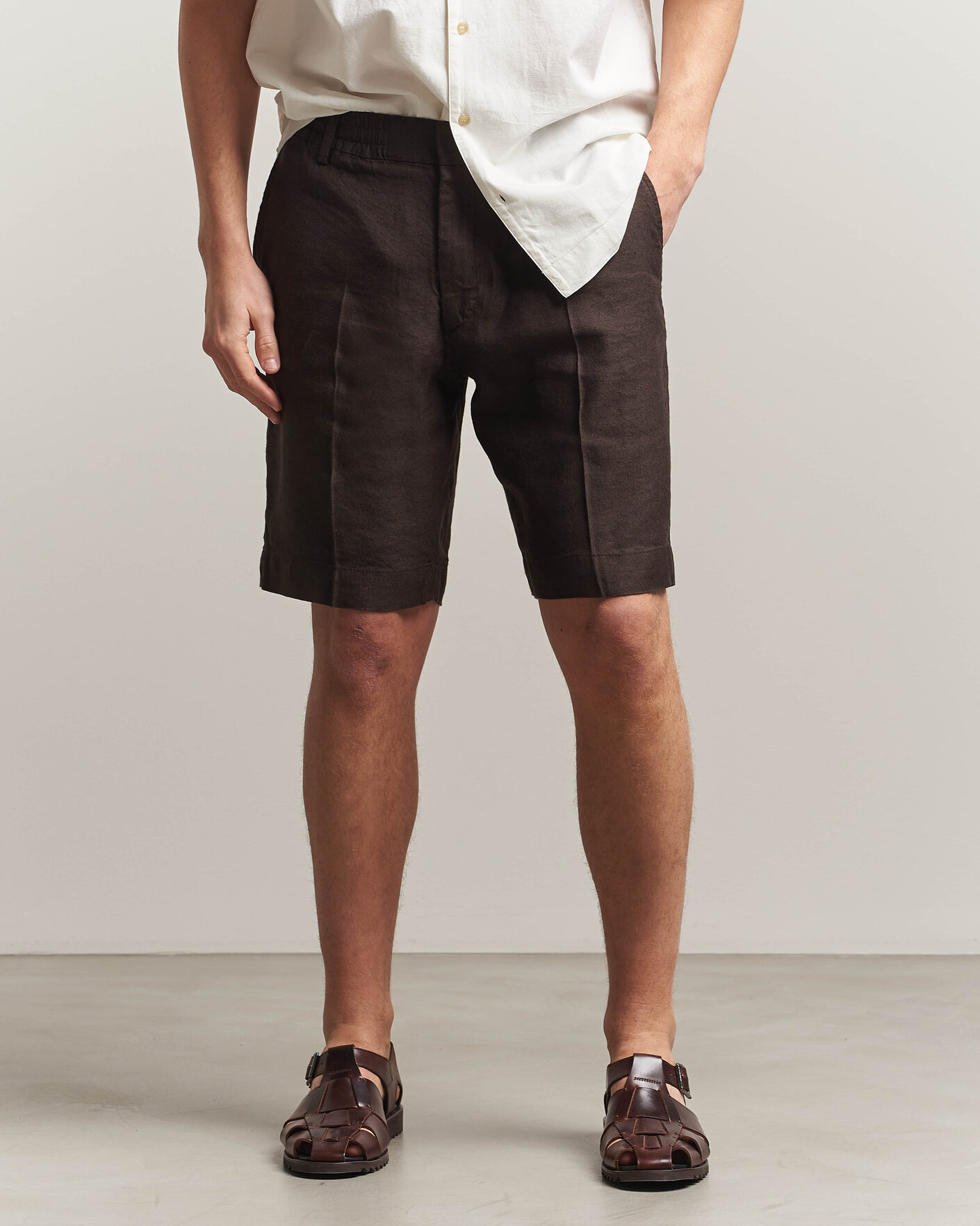 Homme | Shorts | NN07 | Billie Linen/Viscose Drawstring Shorts Deep Truffle