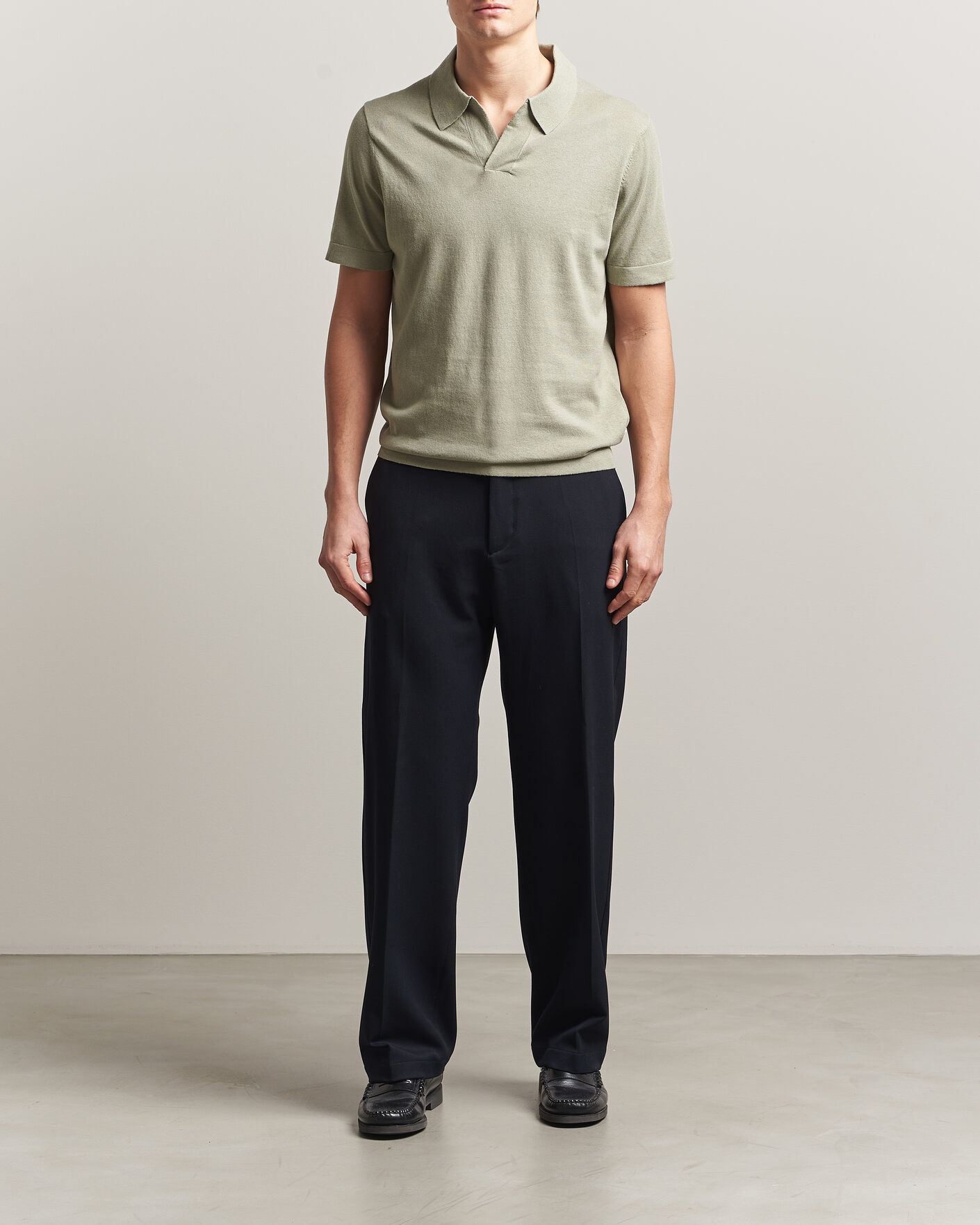 Homme | Polos | NN07 | Ryan Cotton/Linen Polo Sage Green