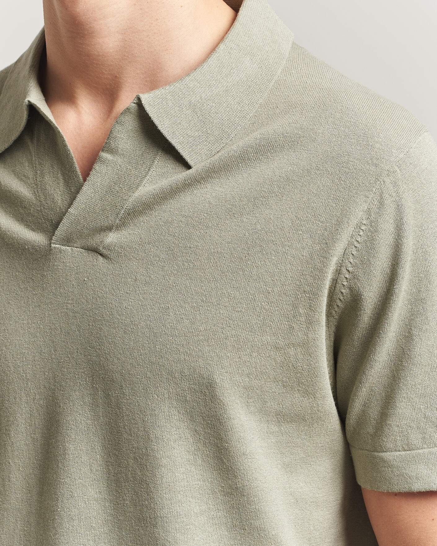 Homme | Polos | NN07 | Ryan Cotton/Linen Polo Sage Green