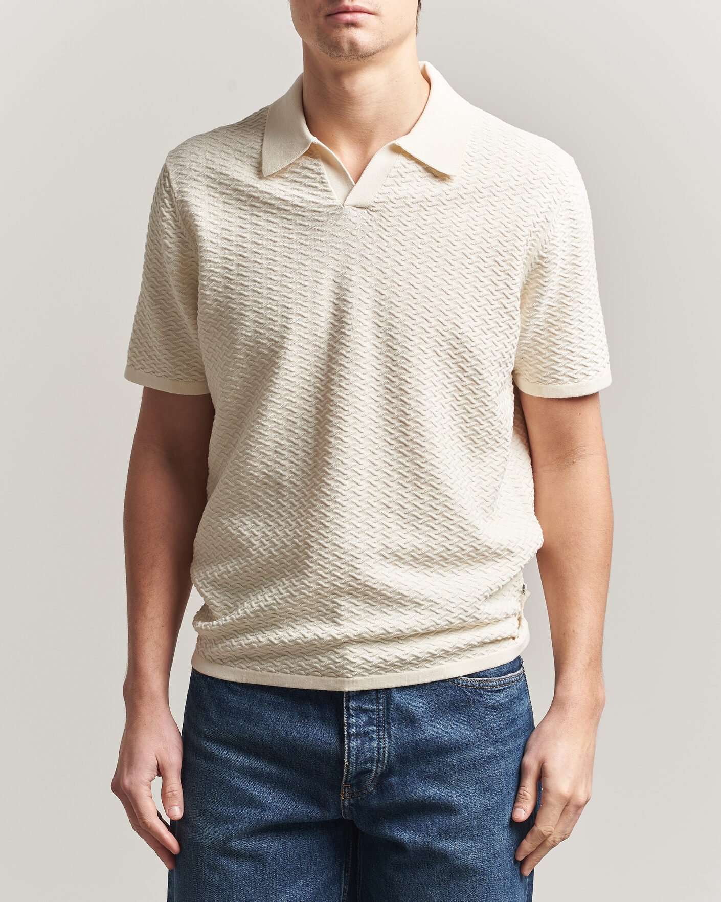 Homme | Polos | NN07 | Paul Structured Knitted Polo Ivory