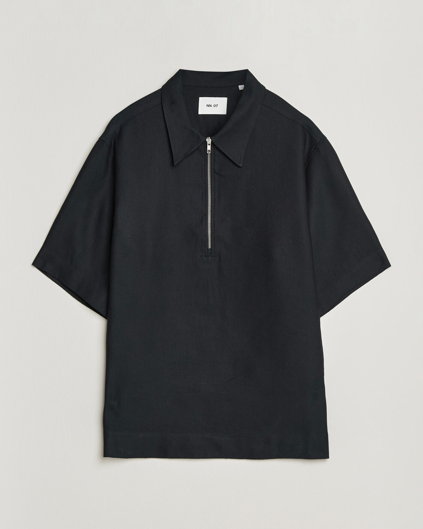 Homme | Polos | NN07 | Bruno Linen/Viscose Half Zip Polo Black