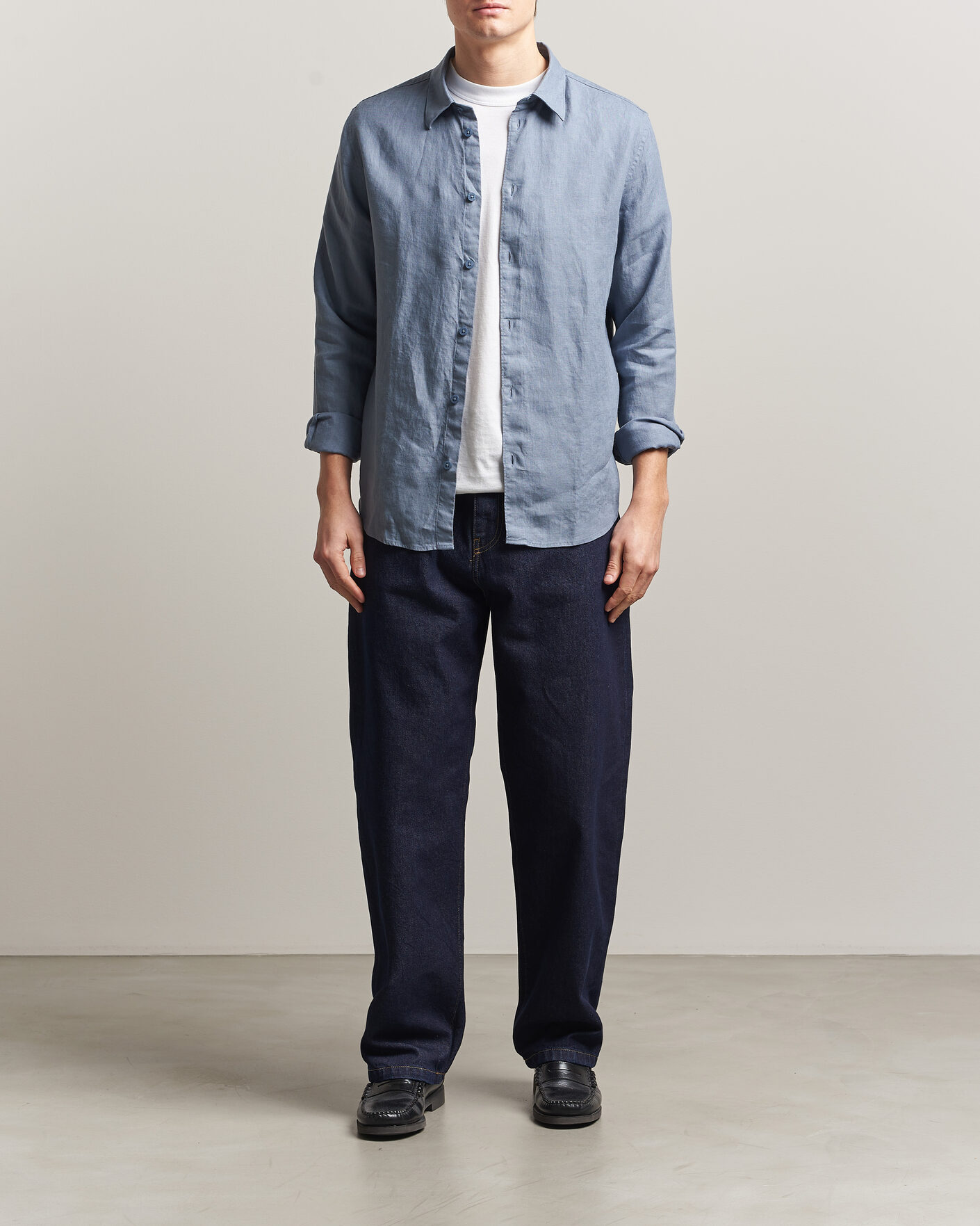 Homme | Chemises | NN07 | Enzo Linen Shirt Stone Blue