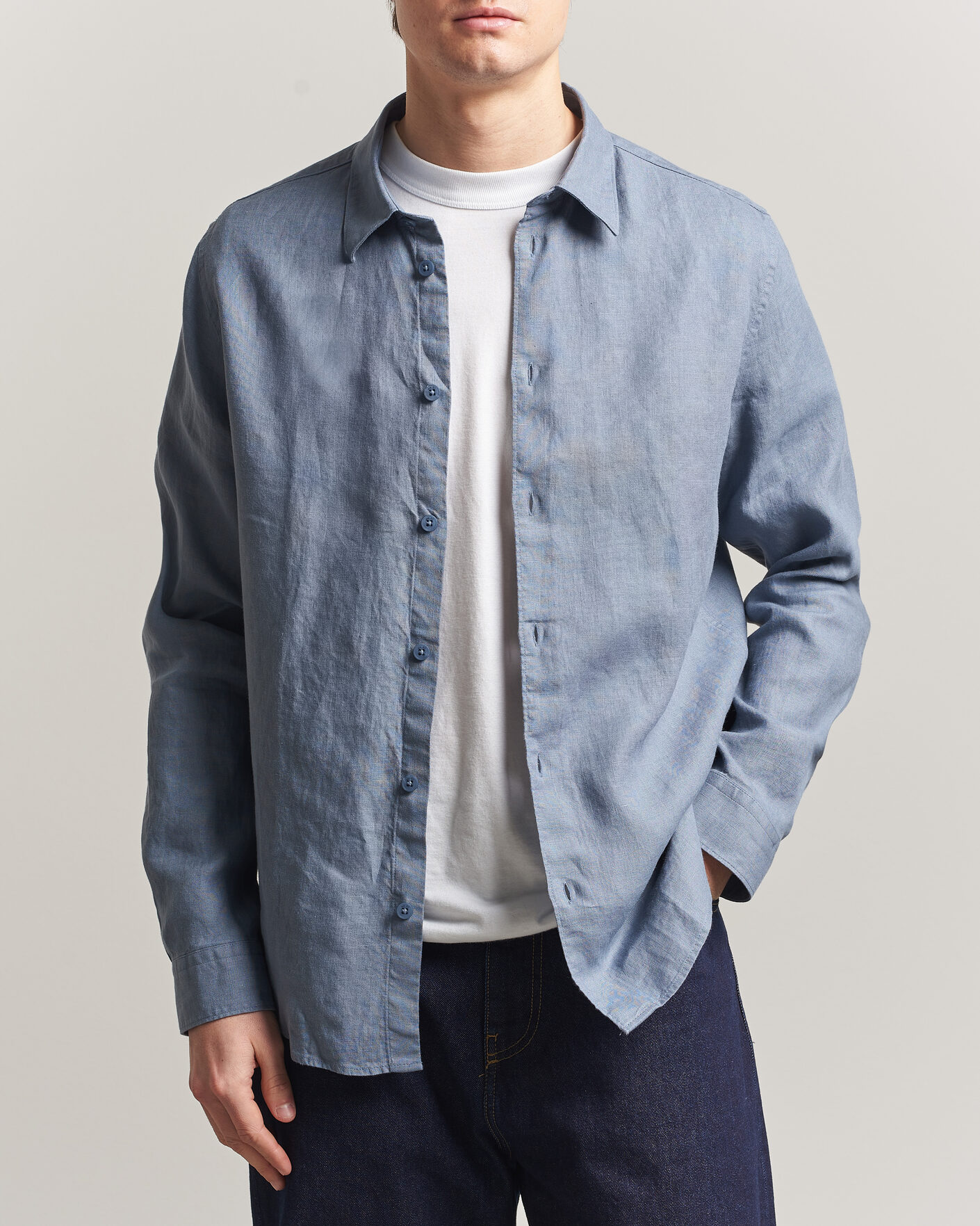 Homme | Chemises | NN07 | Enzo Linen Shirt Stone Blue