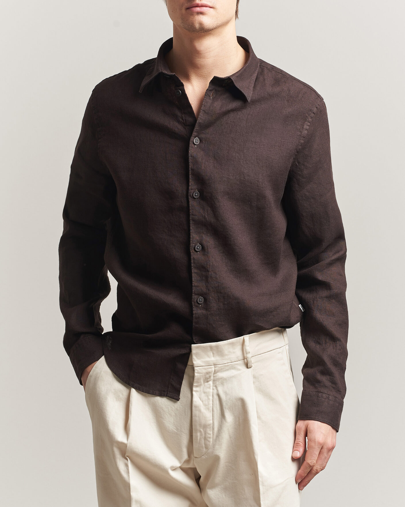 Homme | Chemises | NN07 | Enzo Linen Shirt Deep Truffle