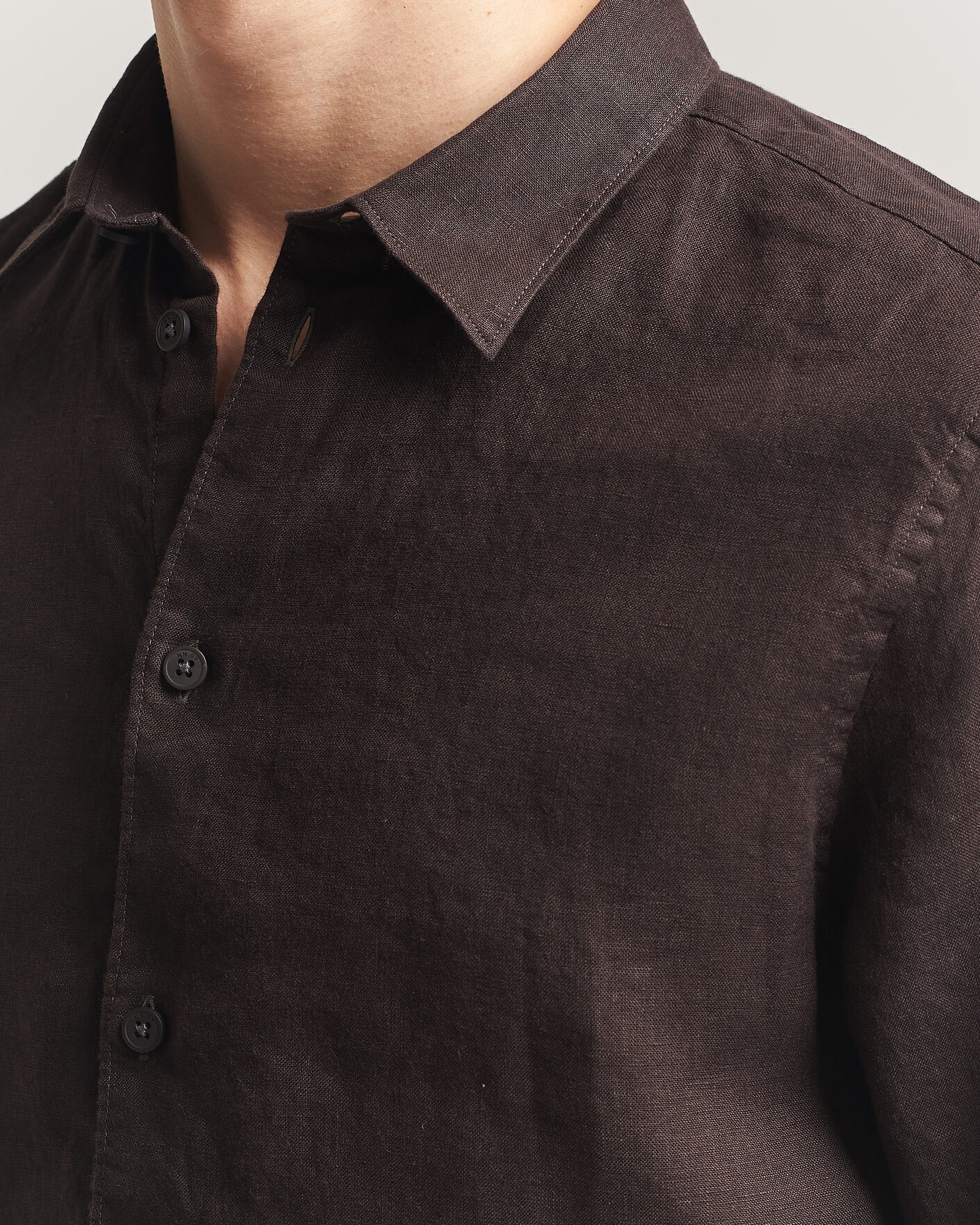 Homme | Chemises | NN07 | Enzo Linen Shirt Deep Truffle