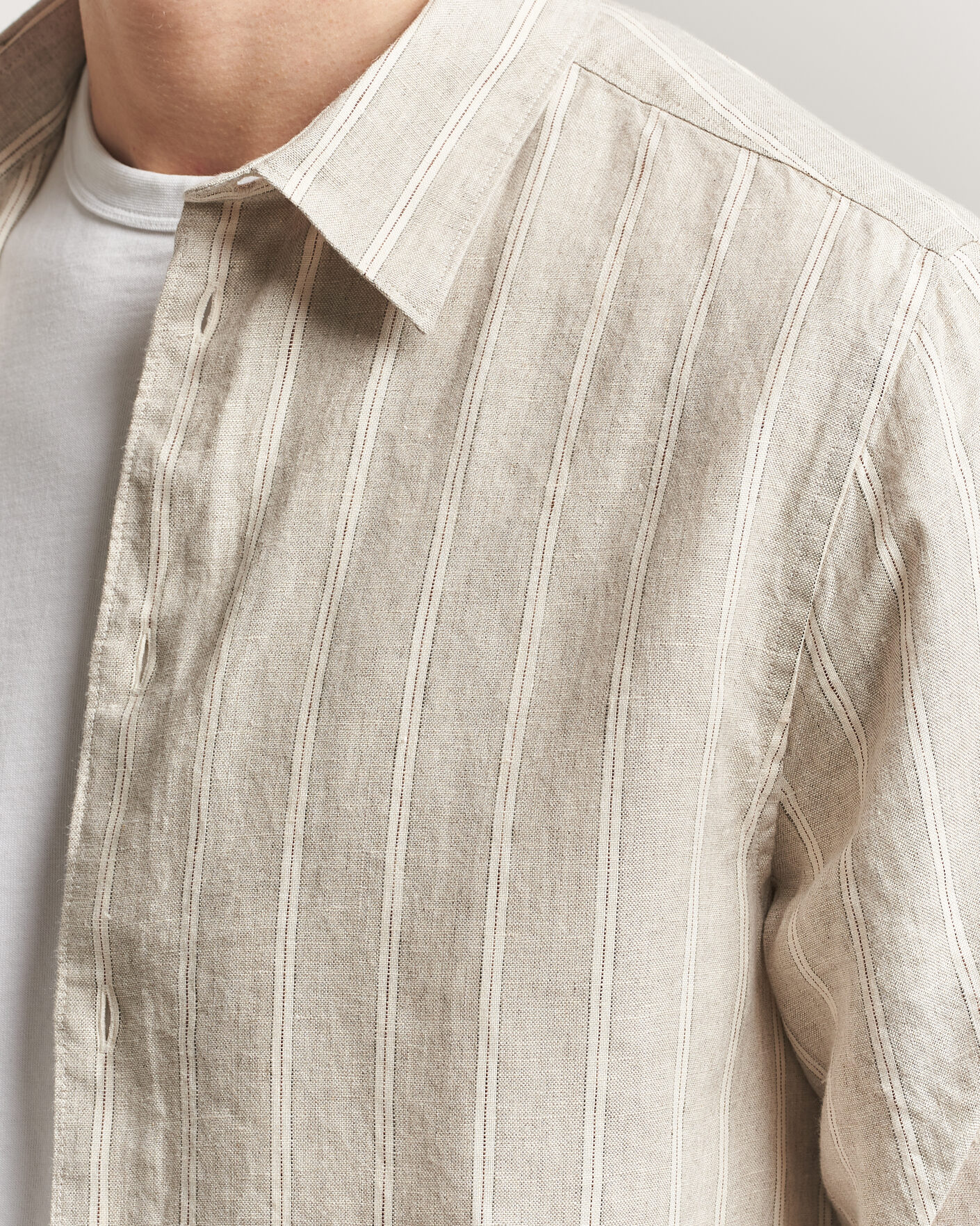 Homme | Chemises | NN07 | Enzo Linen Shirt Oat Stripe