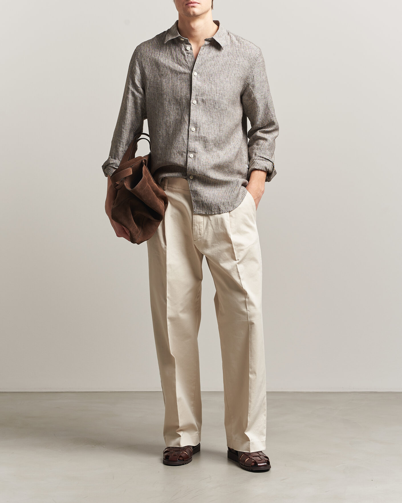 Homme | Chemises | NN07 | Enzo Linen Shirt Clay Stripe