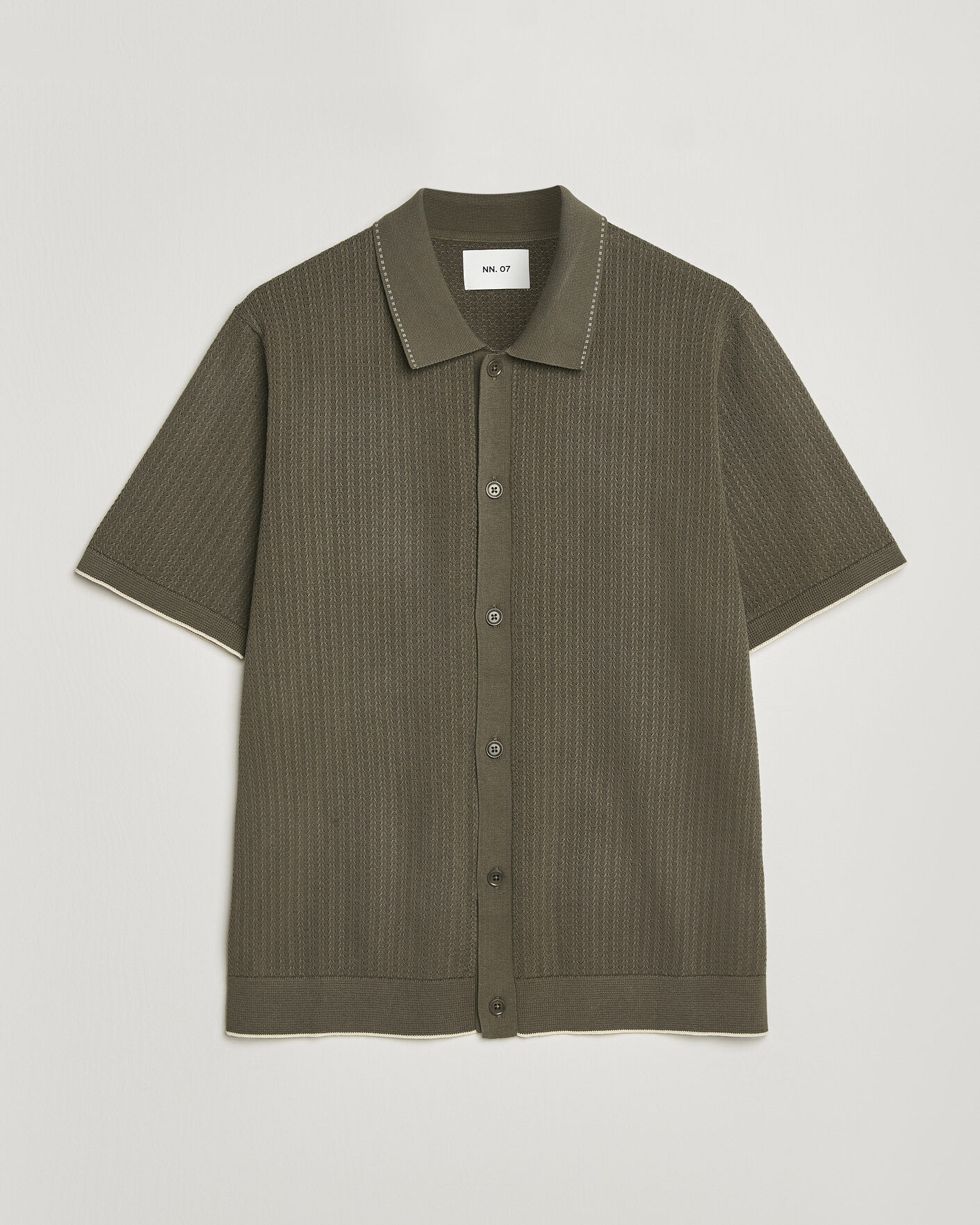 Homme | Chemises | NN07 | Nalo Knitted Short Sleeve Shirt Capers Green