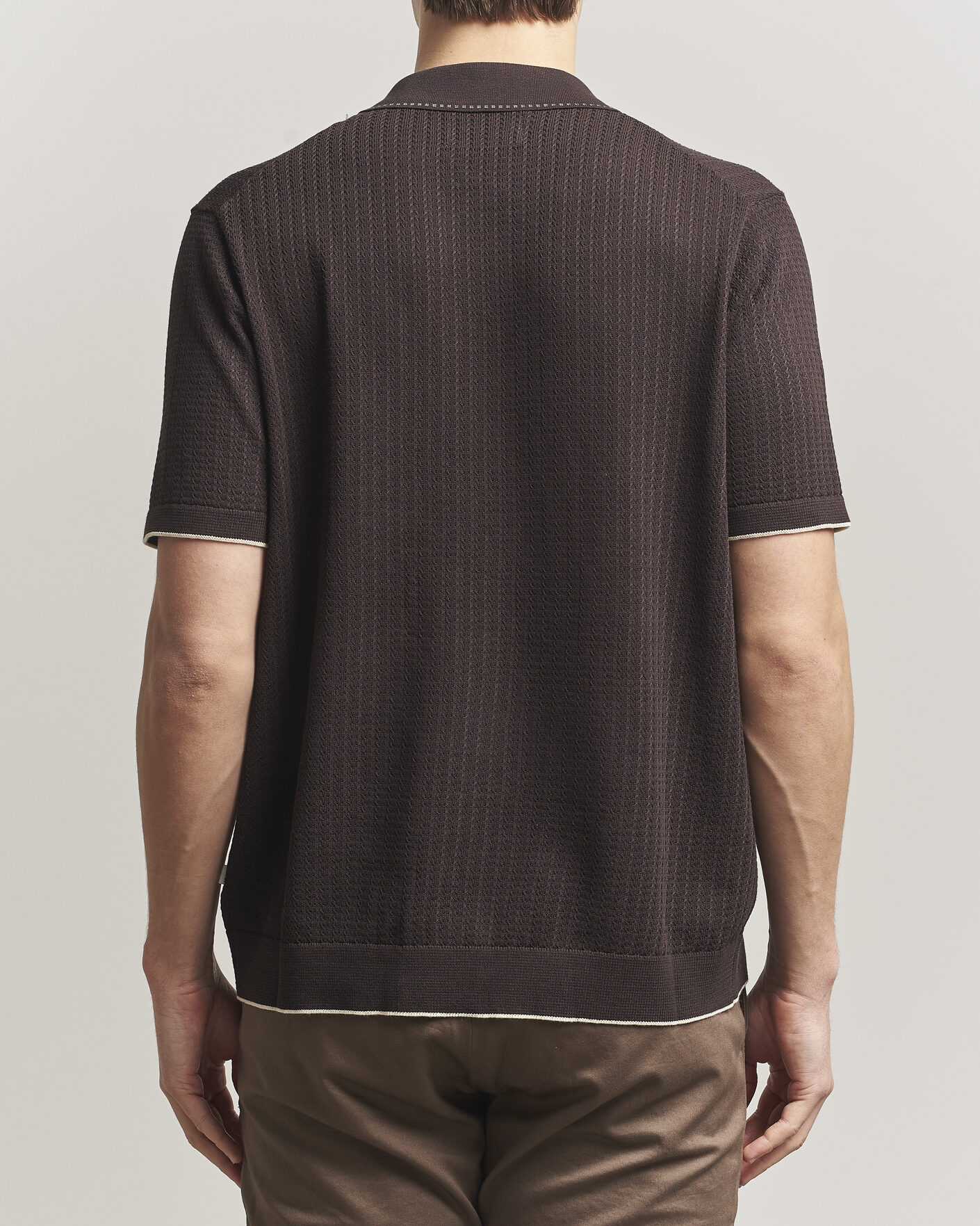 Homme | Chemises | NN07 | Nalo Knitted Short Sleeve Shirt Deep Truffle