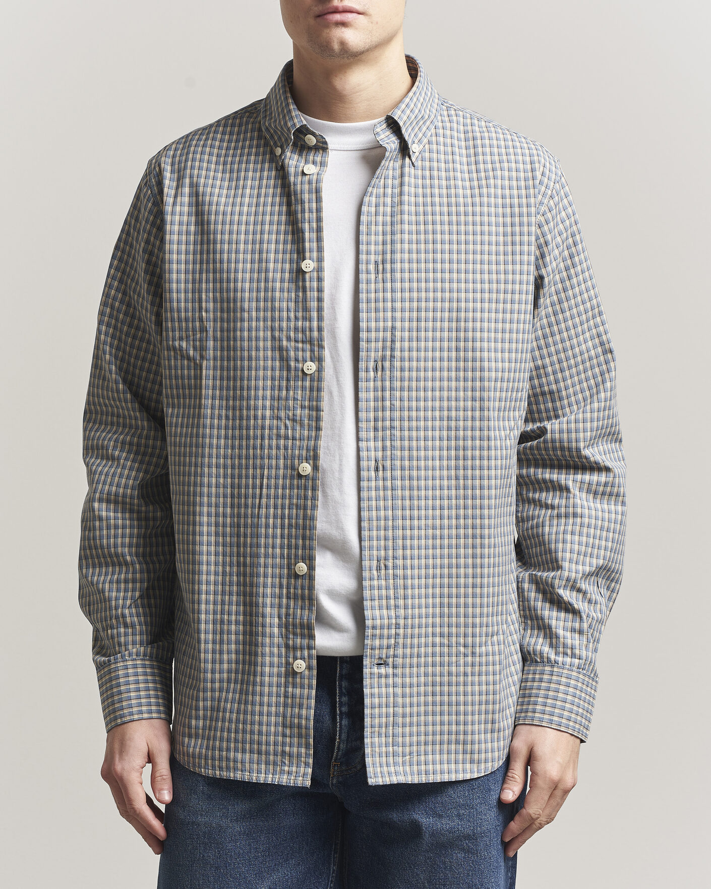 Homme | Chemises | NN07 | Colby Brushed Cotton Shirt Blue Check