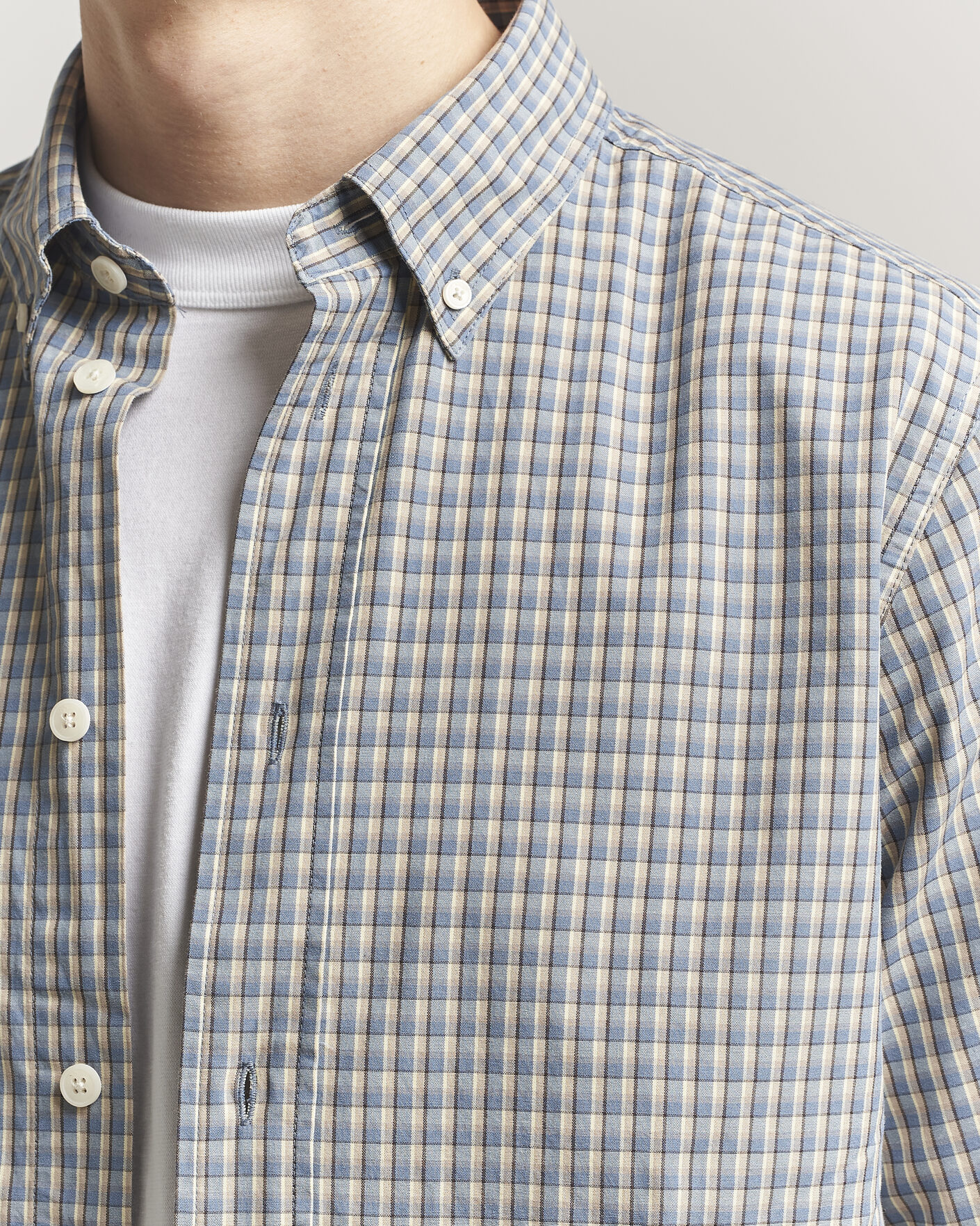 Homme | Chemises | NN07 | Colby Brushed Cotton Shirt Blue Check