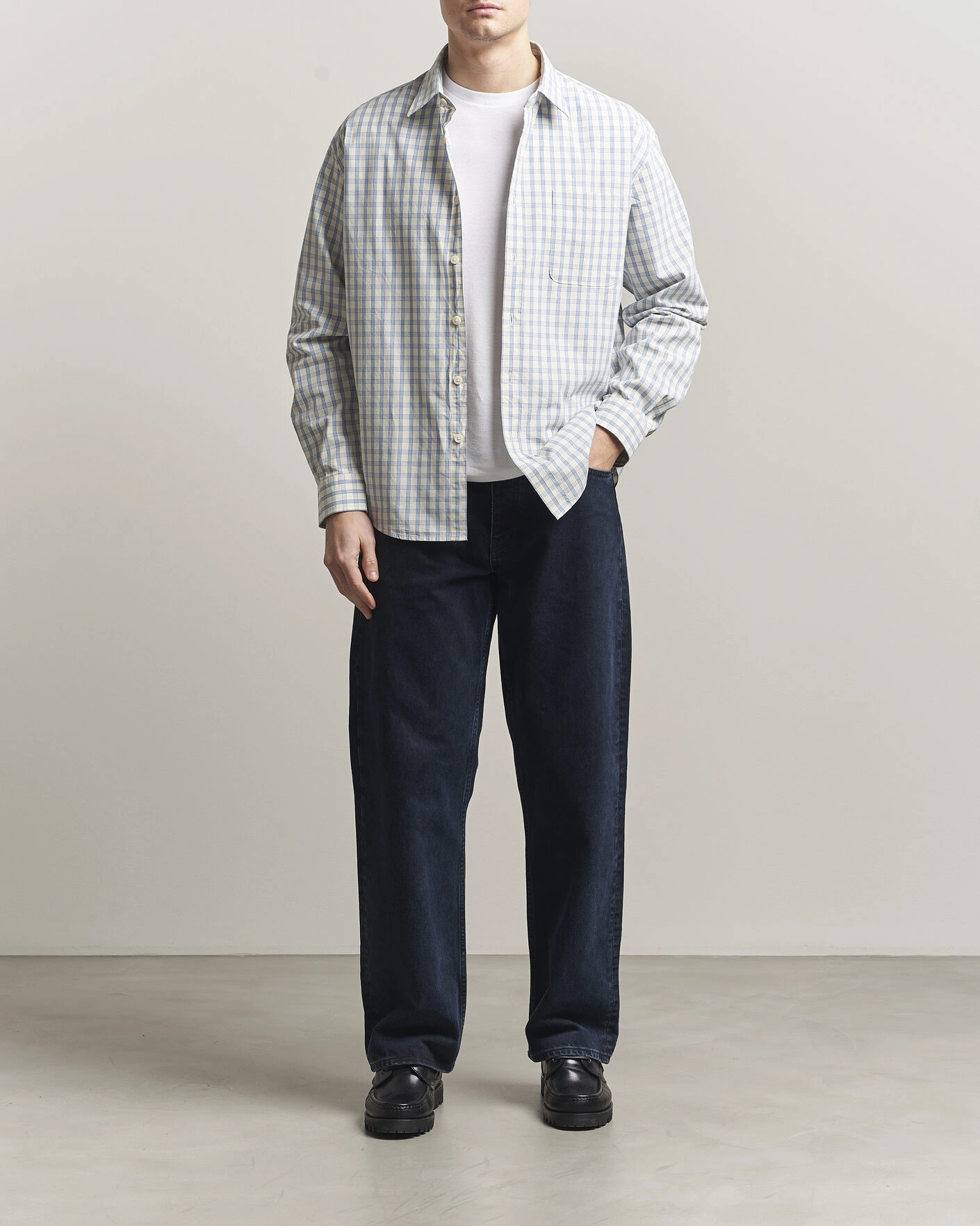 Homme | Chemises | NN07 | Deon Brushed Cotton Shirt Ecru Check