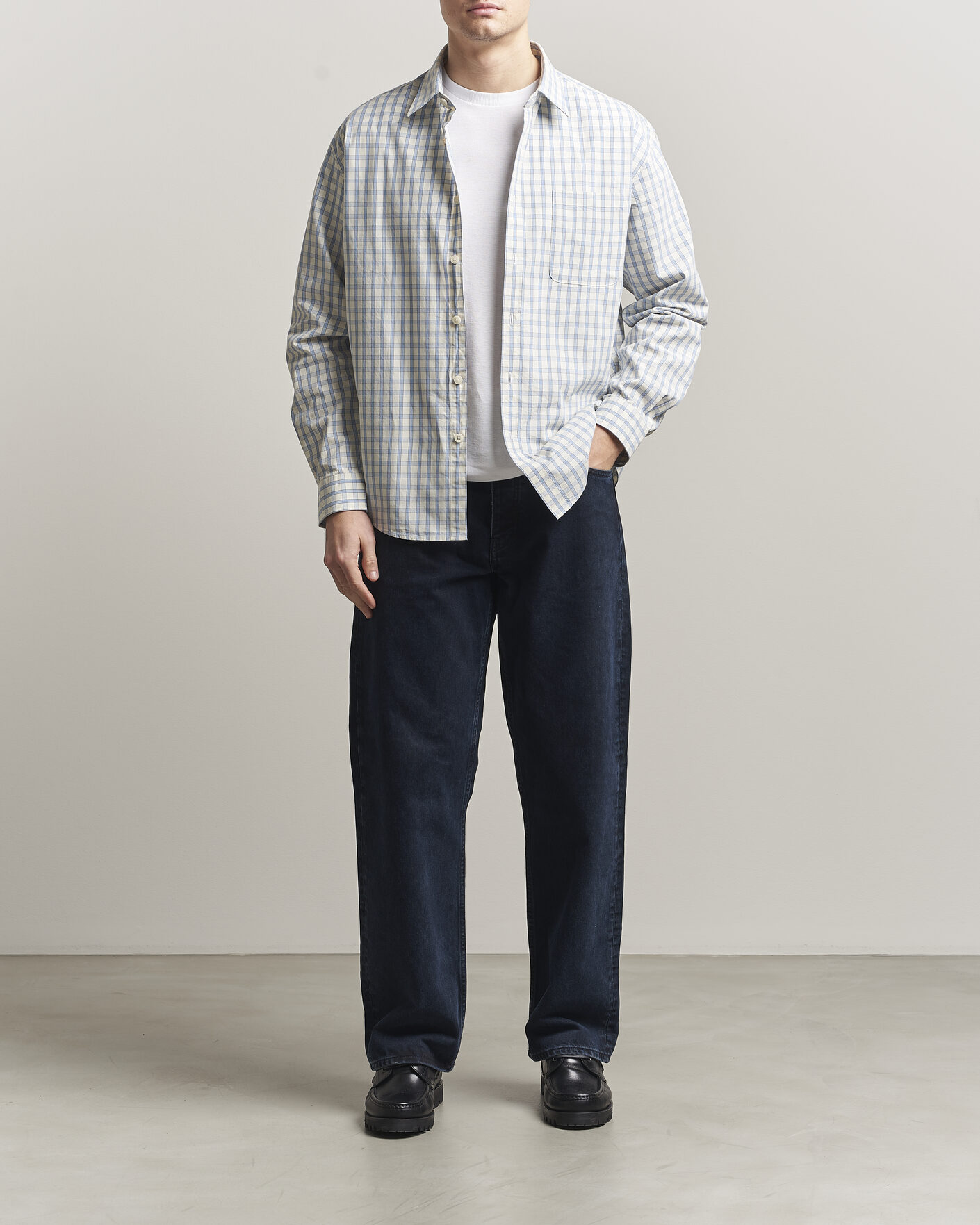 Homme | Chemises | NN07 | Deon Brushed Cotton Shirt Ecru Check