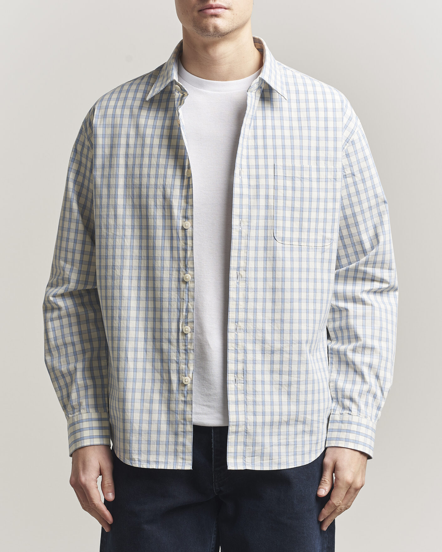 Homme | Chemises | NN07 | Deon Brushed Cotton Shirt Ecru Check