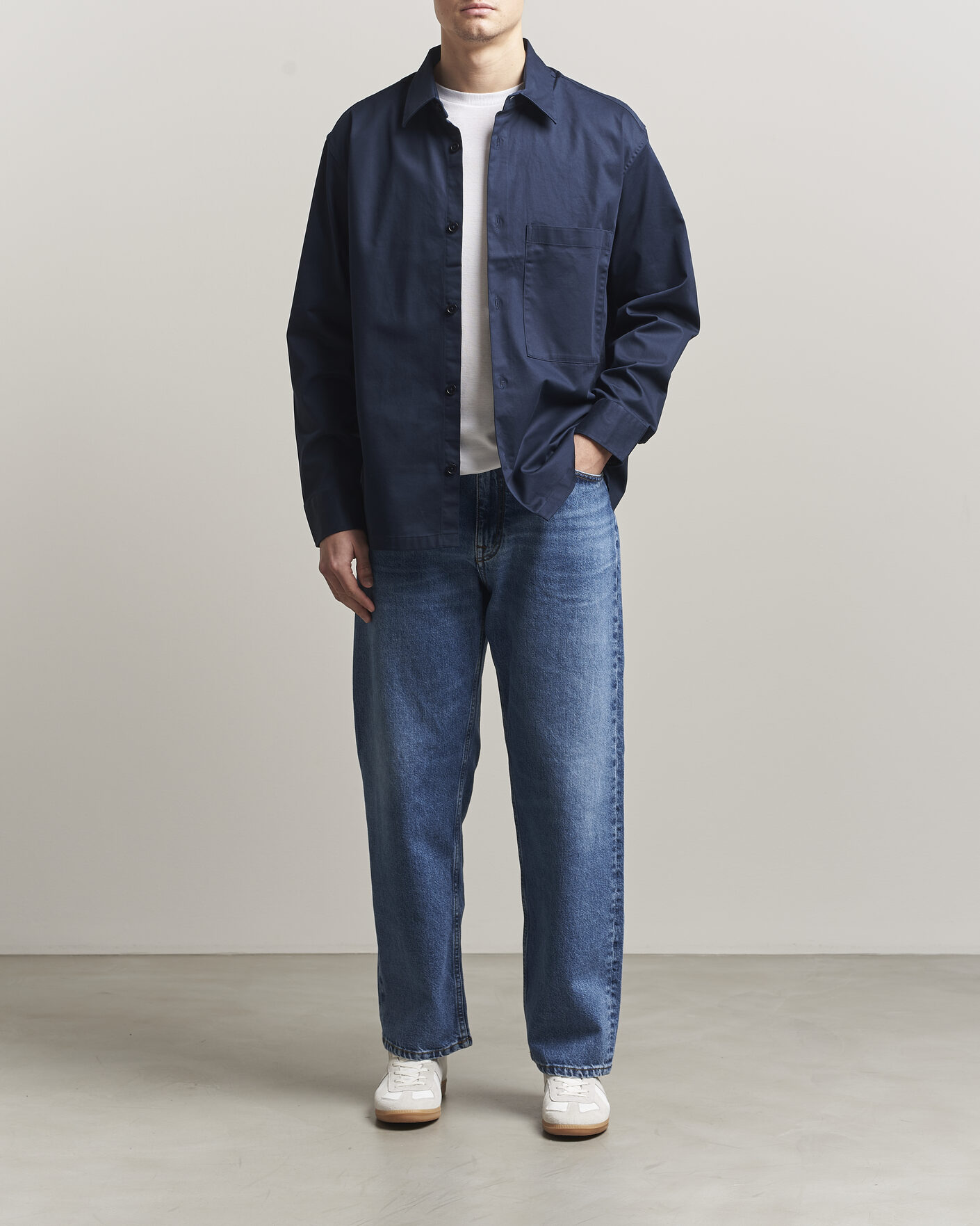 Homme | Chemises | NN07 | Freddy Cotton Overshirt Navy Blue