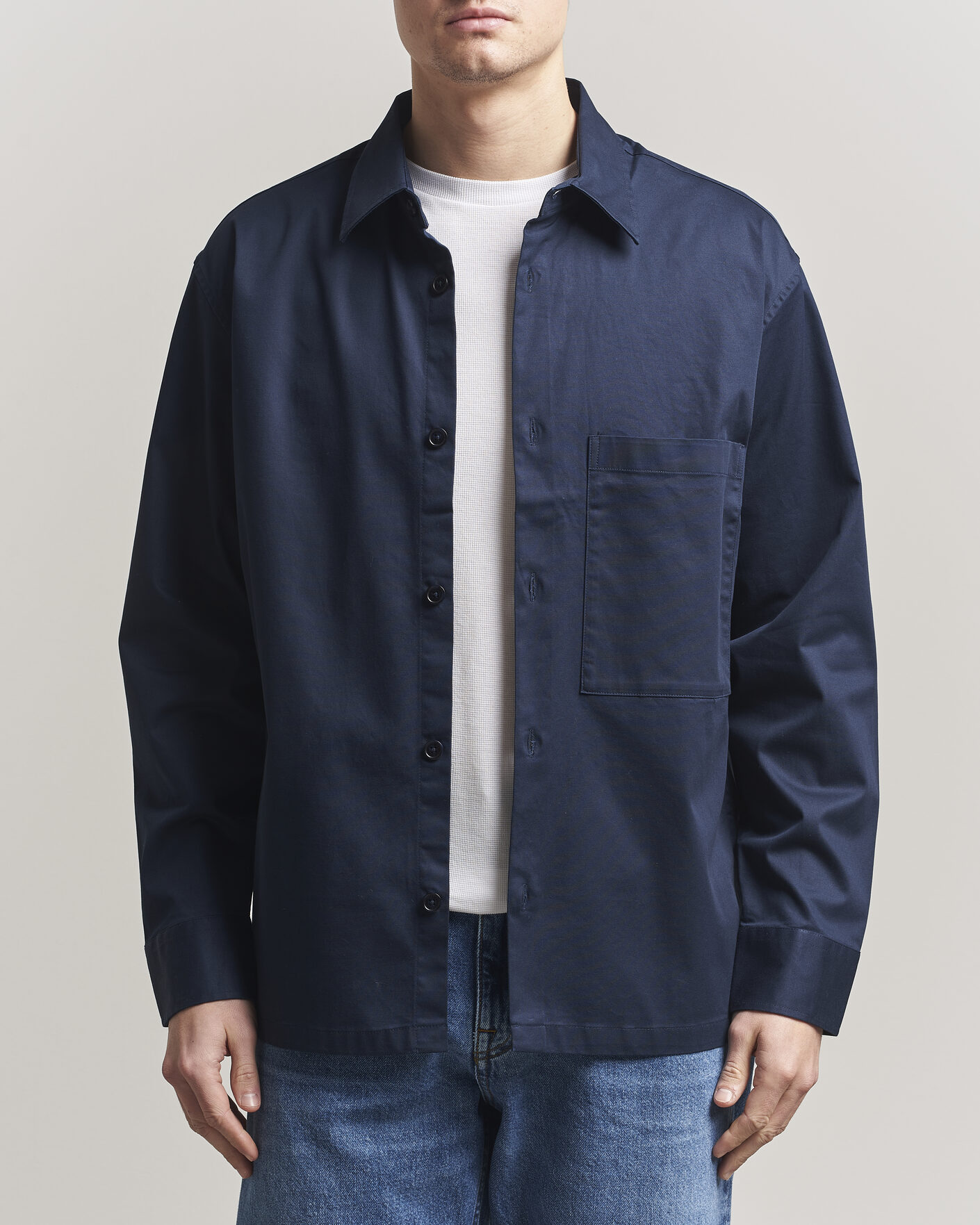 Homme | Chemises | NN07 | Freddy Cotton Overshirt Navy Blue