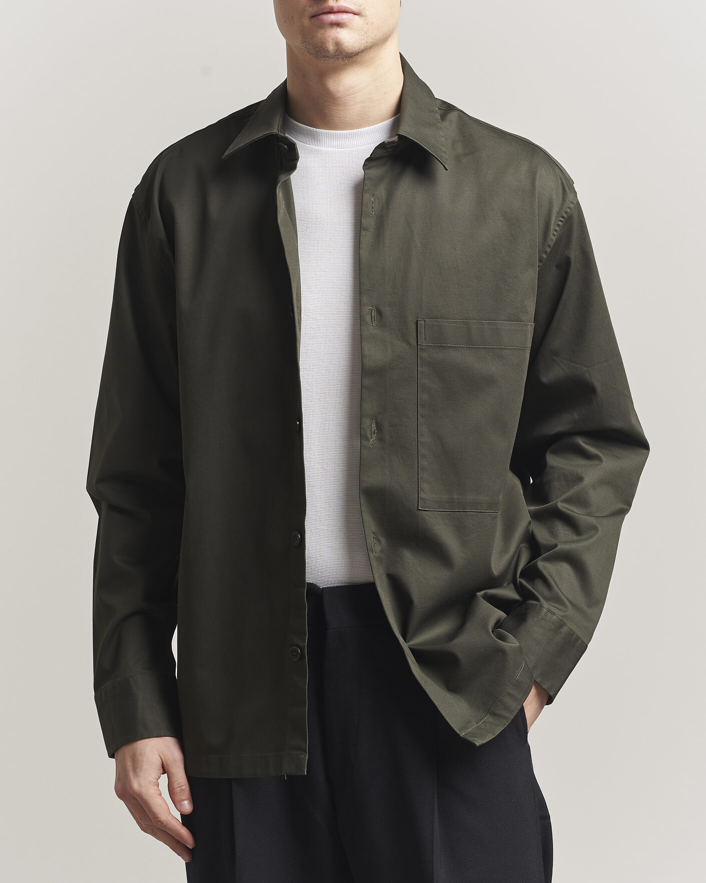 Homme | Chemises | NN07 | Freddy Cotton Overshirt Dark Army