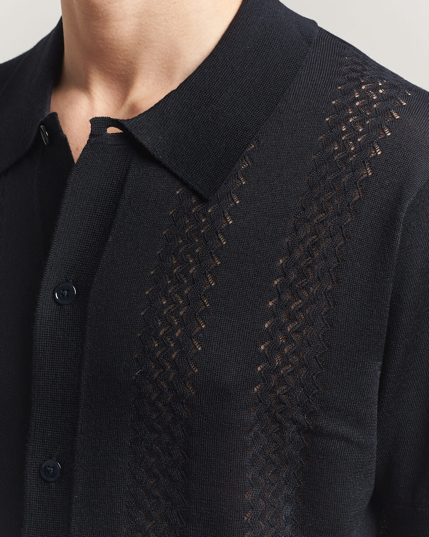 Homme | Chemises | NN07 | Thor Knitted Short Sleeve Shirt Deep Navy