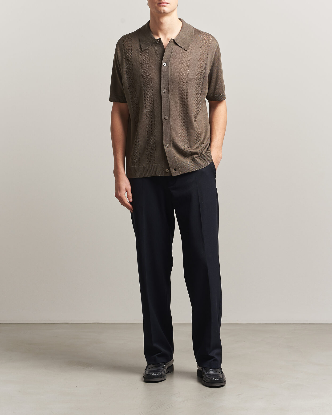 Homme | Chemises | NN07 | Thor Knitted Short Sleeve Shirt Mable Husk