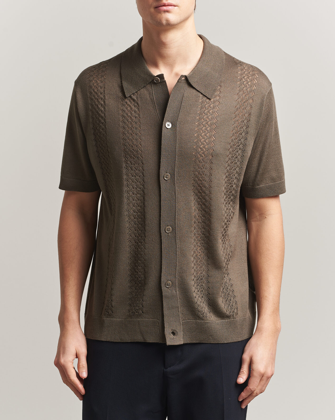 Homme | Chemises | NN07 | Thor Knitted Short Sleeve Shirt Mable Husk