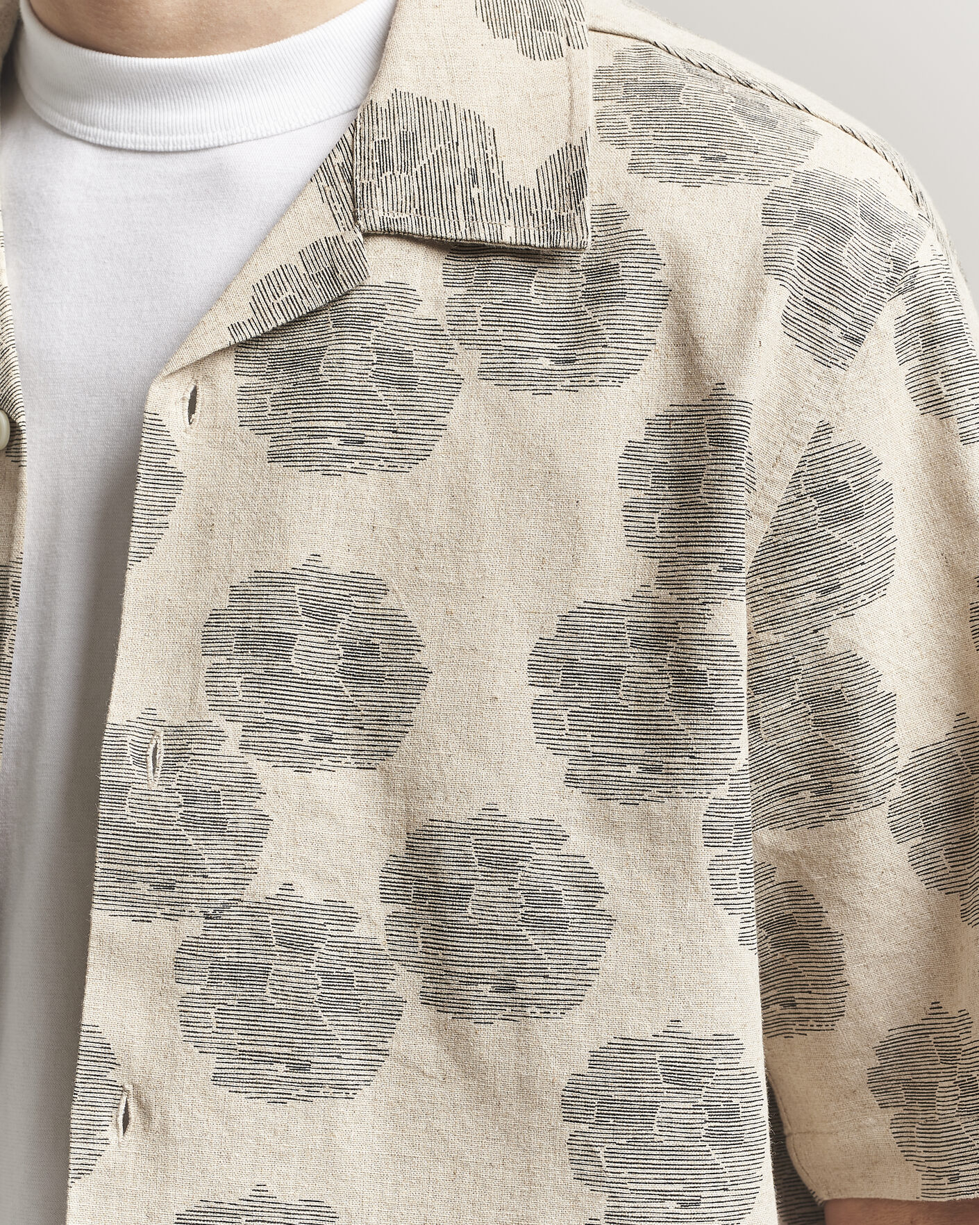 Homme | Chemises | NN07 | Ole Printed Short Sleeve Shirt Oatmeal