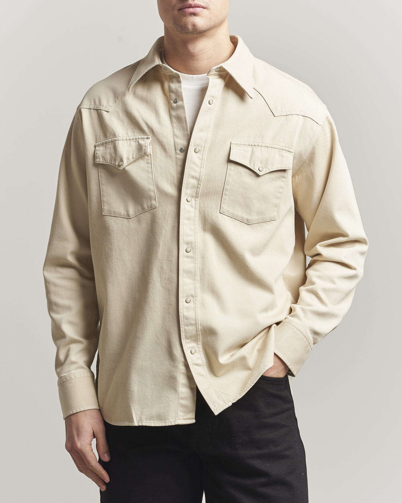 Homme | Chemises | NN07 | Ricky Western Denim Shirt Ivory