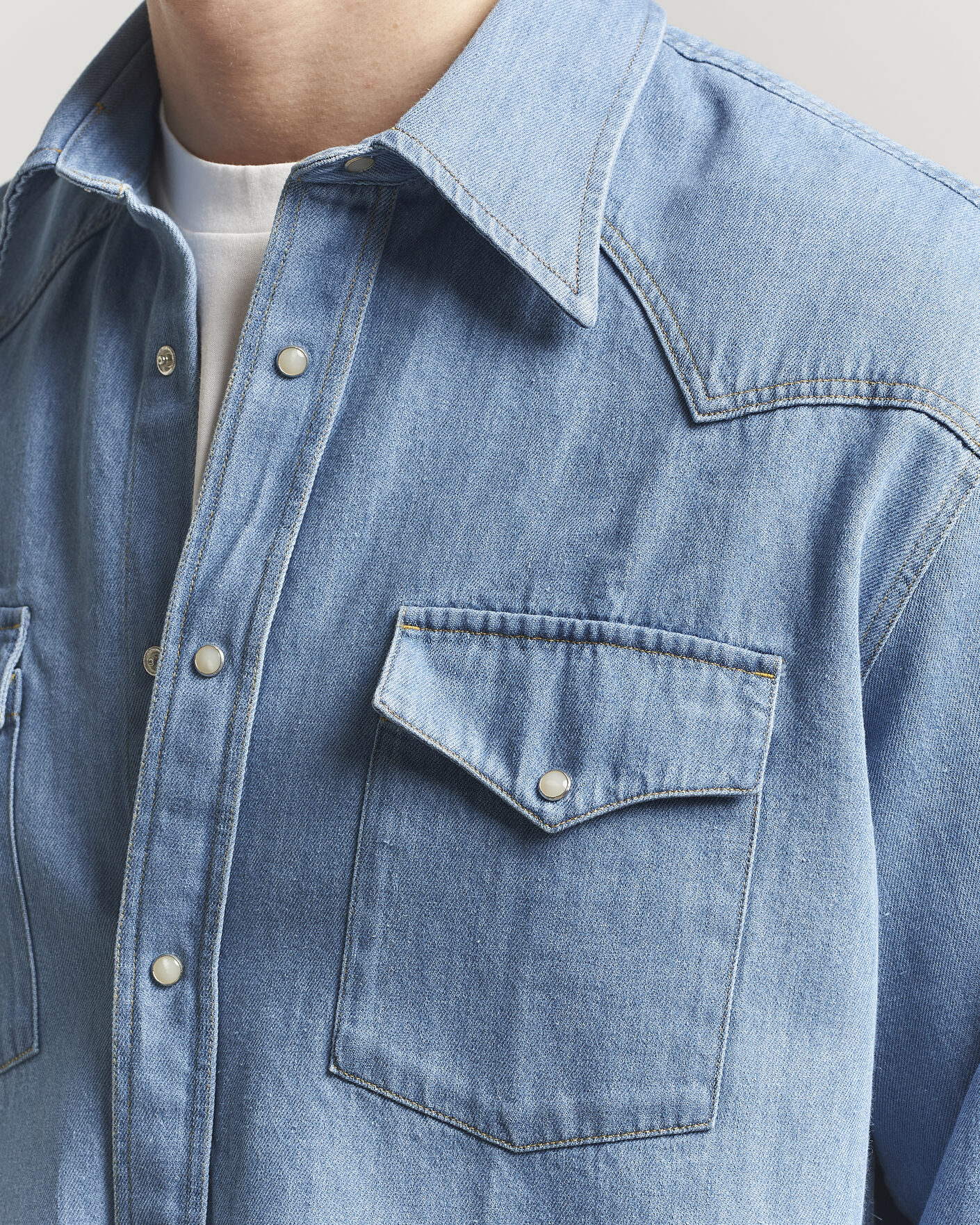 Homme | Chemises | NN07 | Ricky Western Denim Shirt Light Indigo