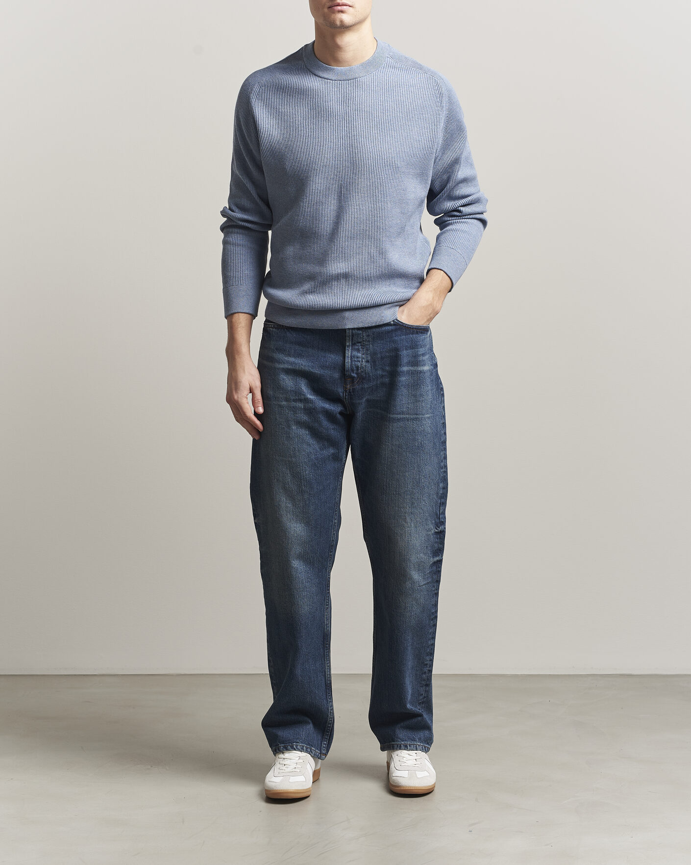 Homme | Pulls Et Tricots | NN07 | Kevin Cotton Knitted Sweater Stone Blue