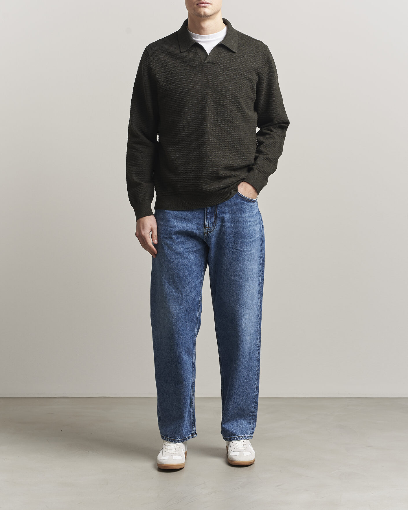 Homme | Pulls Et Tricots | NN07 | Paul Knitted Long Sleeve Polo Dark Army