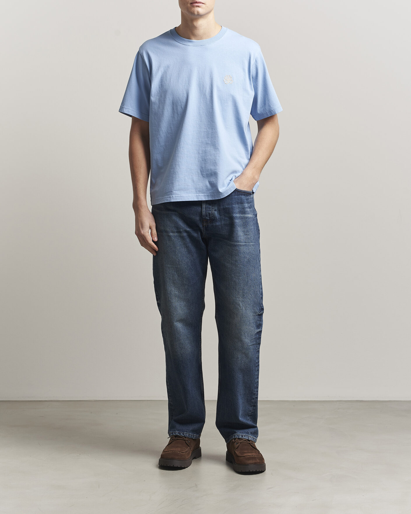 Homme | T-shirts | NN07 | Jett Embroidered Crew Neck T-Shirt Cerulian Blue