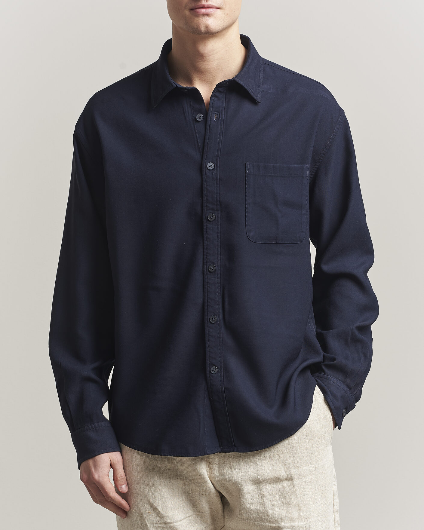 Homme | Chemises | NN07 | Deon Tencel Shirt Navy Blue