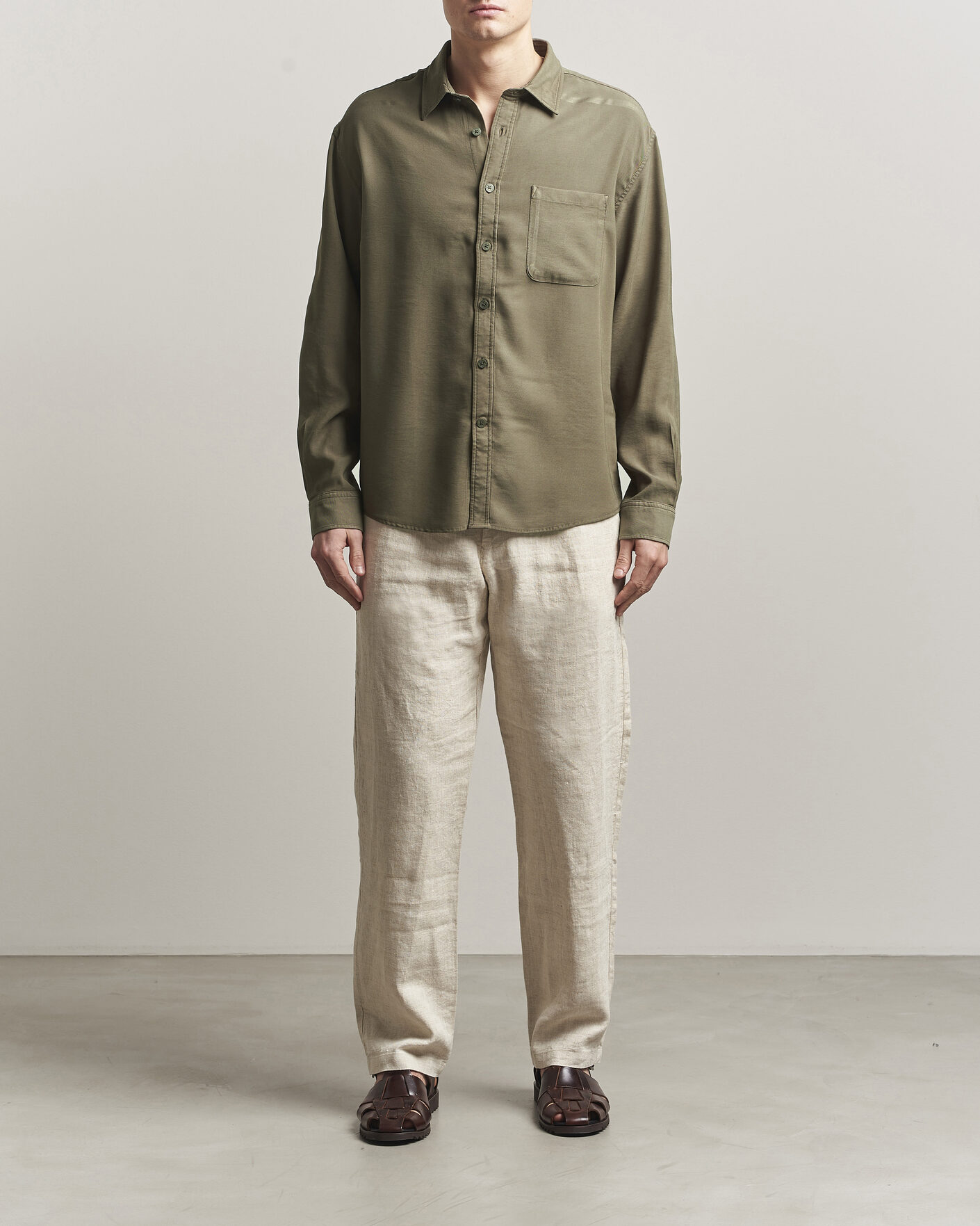 Homme | Chemises | NN07 | Deon Tencel Shirt Capers Green