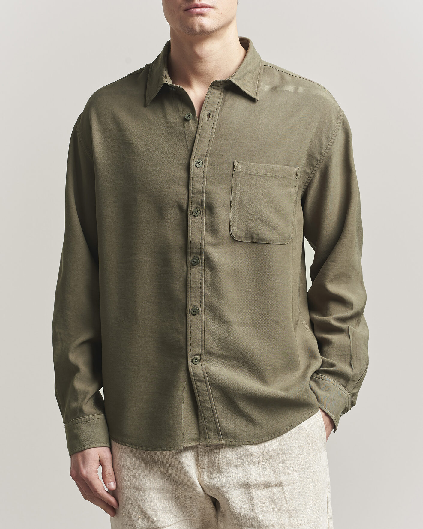 Homme | Chemises | NN07 | Deon Tencel Shirt Capers Green