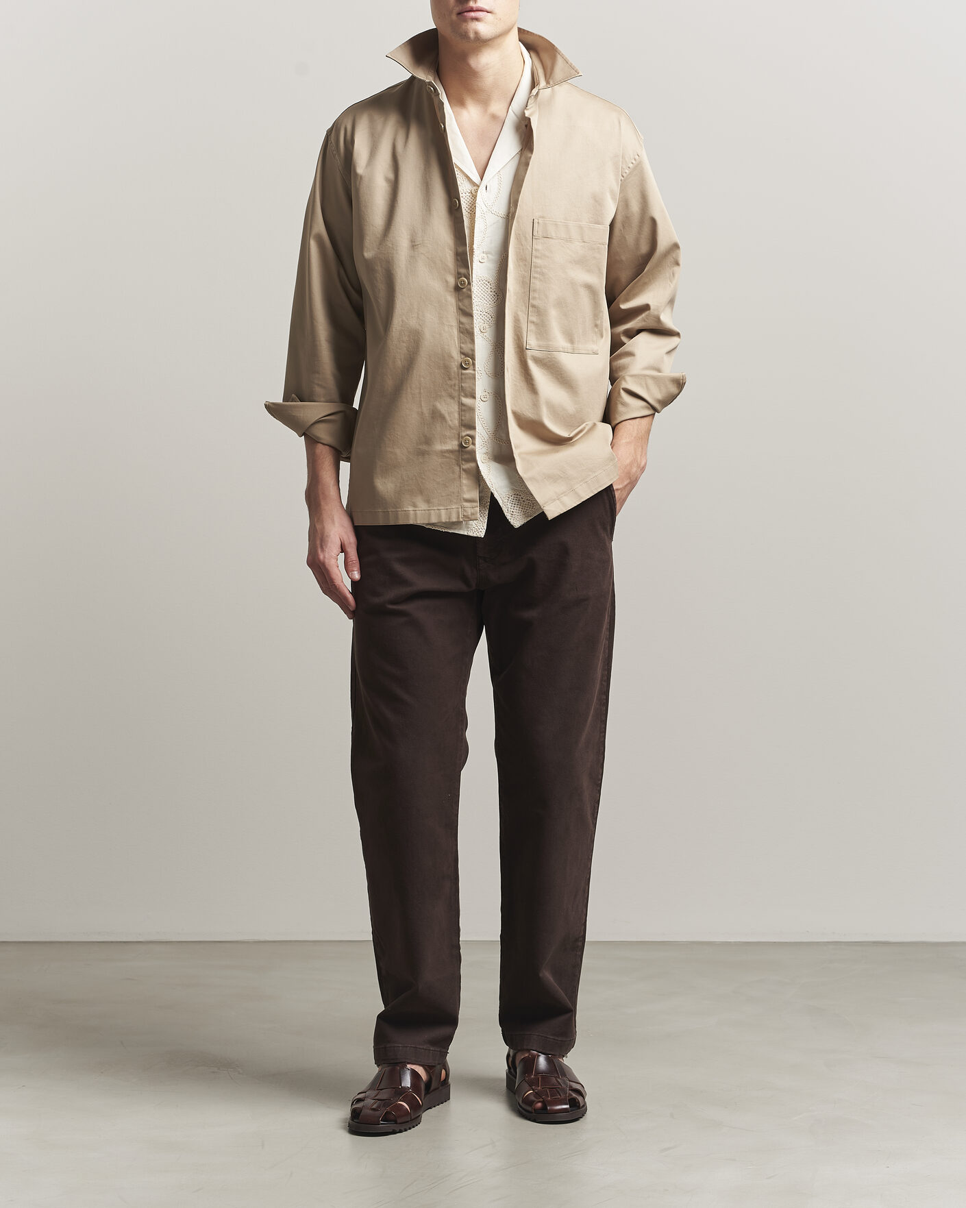 Homme | Chemises | NN07 | Freddy Cotton Overshirt Desert Khaki