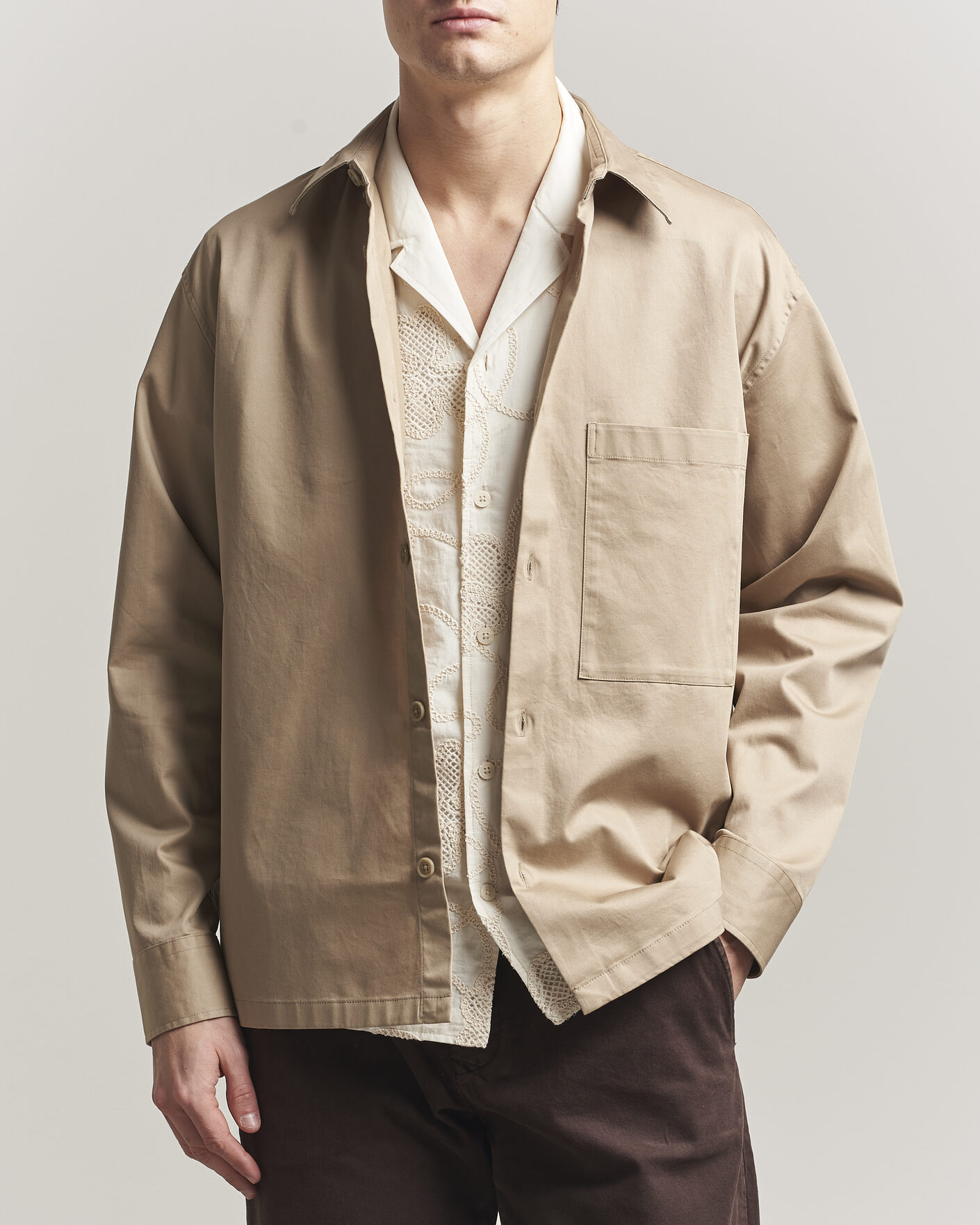 Homme | Chemises | NN07 | Freddy Cotton Overshirt Desert Khaki