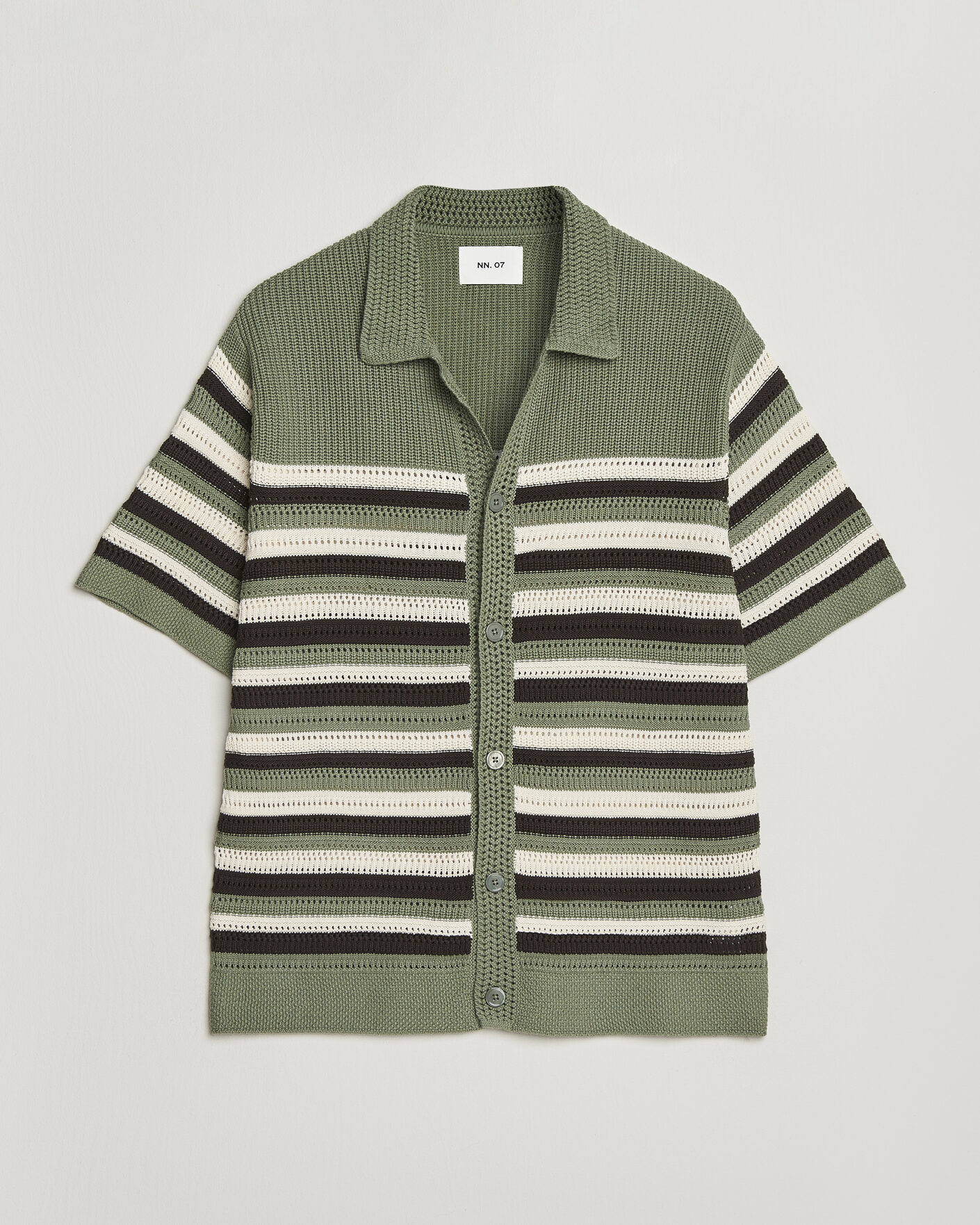 Homme | Chemises | NN07 | Lars Knitted Short Sleeve Shirt Sea Spray Green