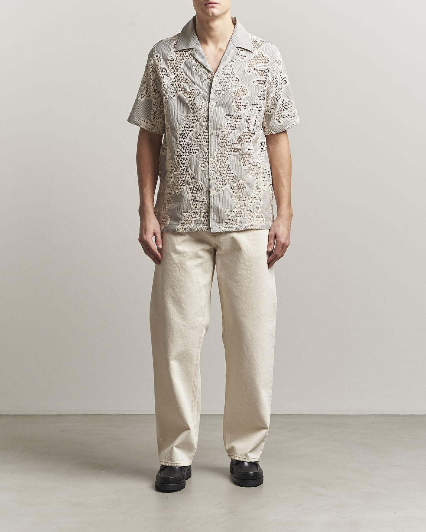 Homme | Chemises | NN07 | Julio Flower Short Sleeve Shirt Deep Truffle