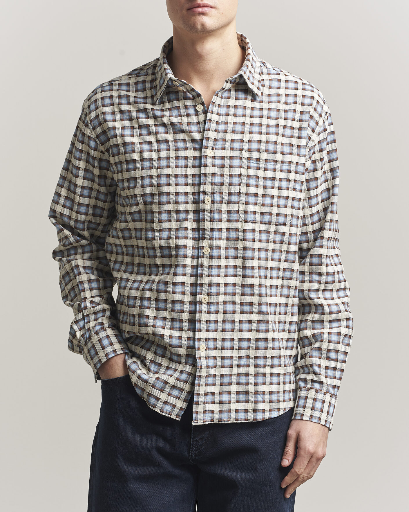 Homme | Chemises | NN07 | Deon Checked Shirt Blue