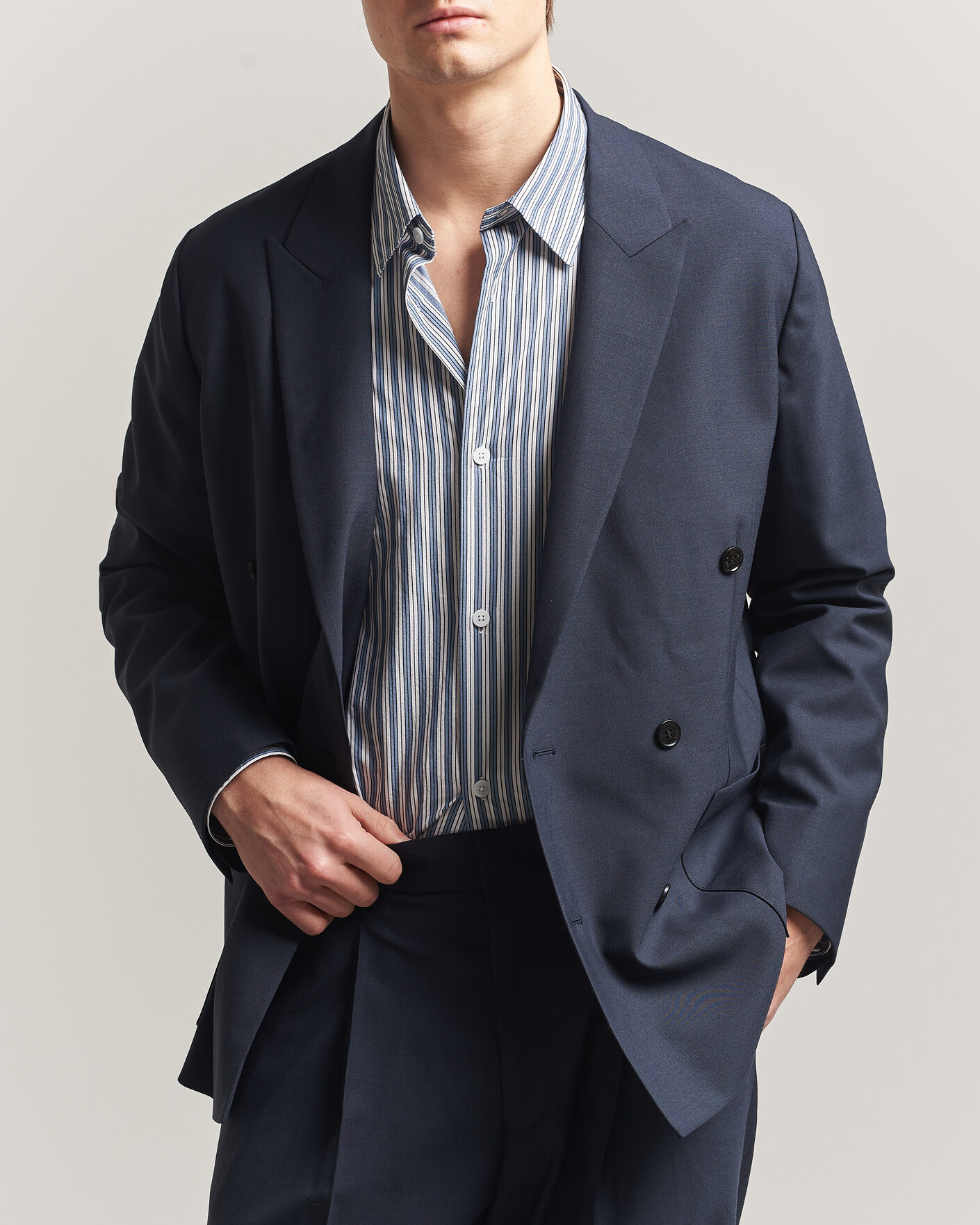 Homme | Blazers | NN07 | Jordin Summer Wool Double Breasted Blazer Deep Navy