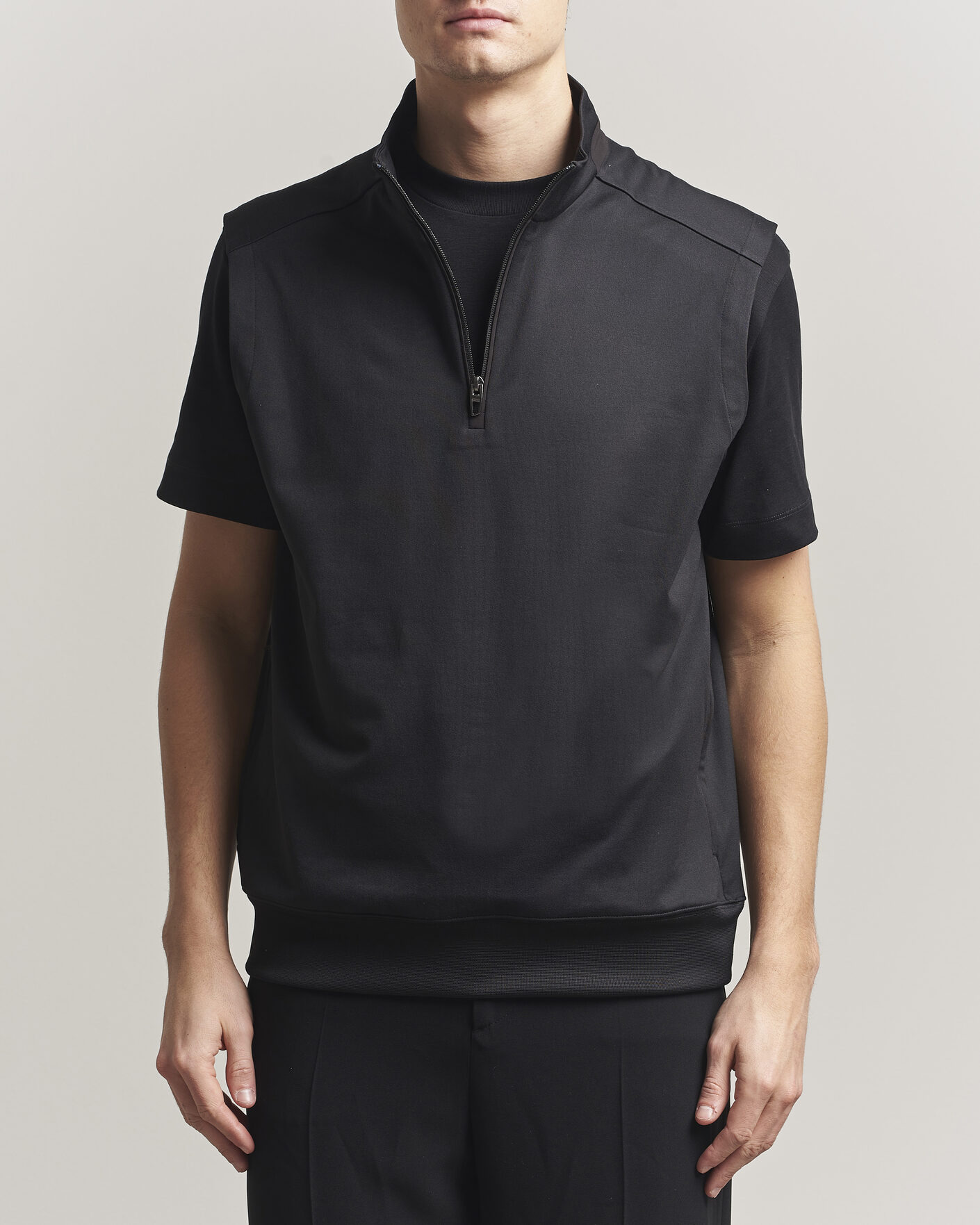 Homme | Gilets | RLX Ralph Lauren | Half-Zip Luxury Jersey Vest Polo Black