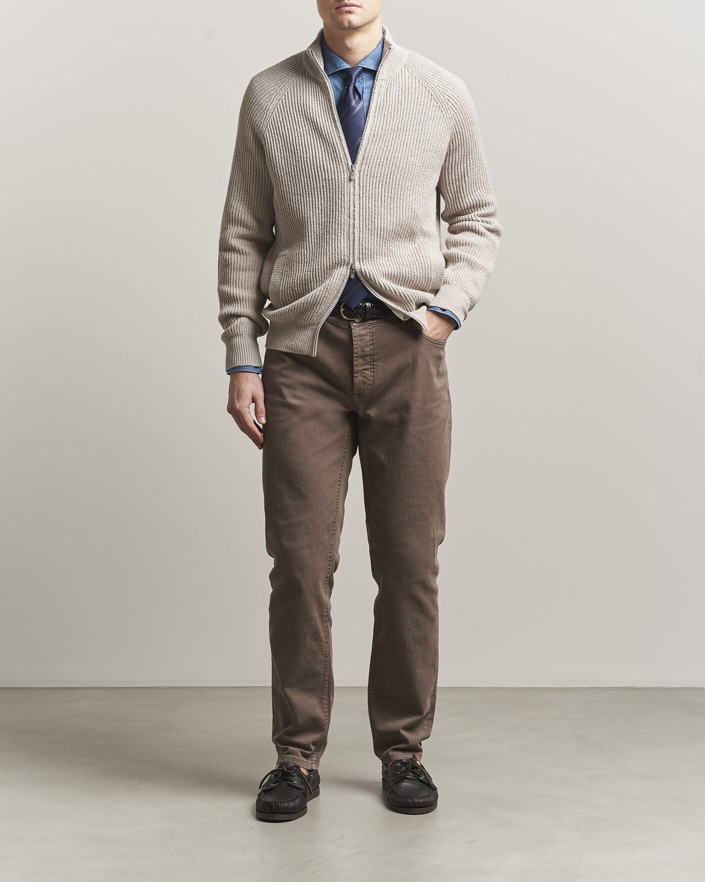 Homme | Pulls Et Tricots | Brunello Cucinelli | Heavy Cotton Rib Zip Cardigan Beige