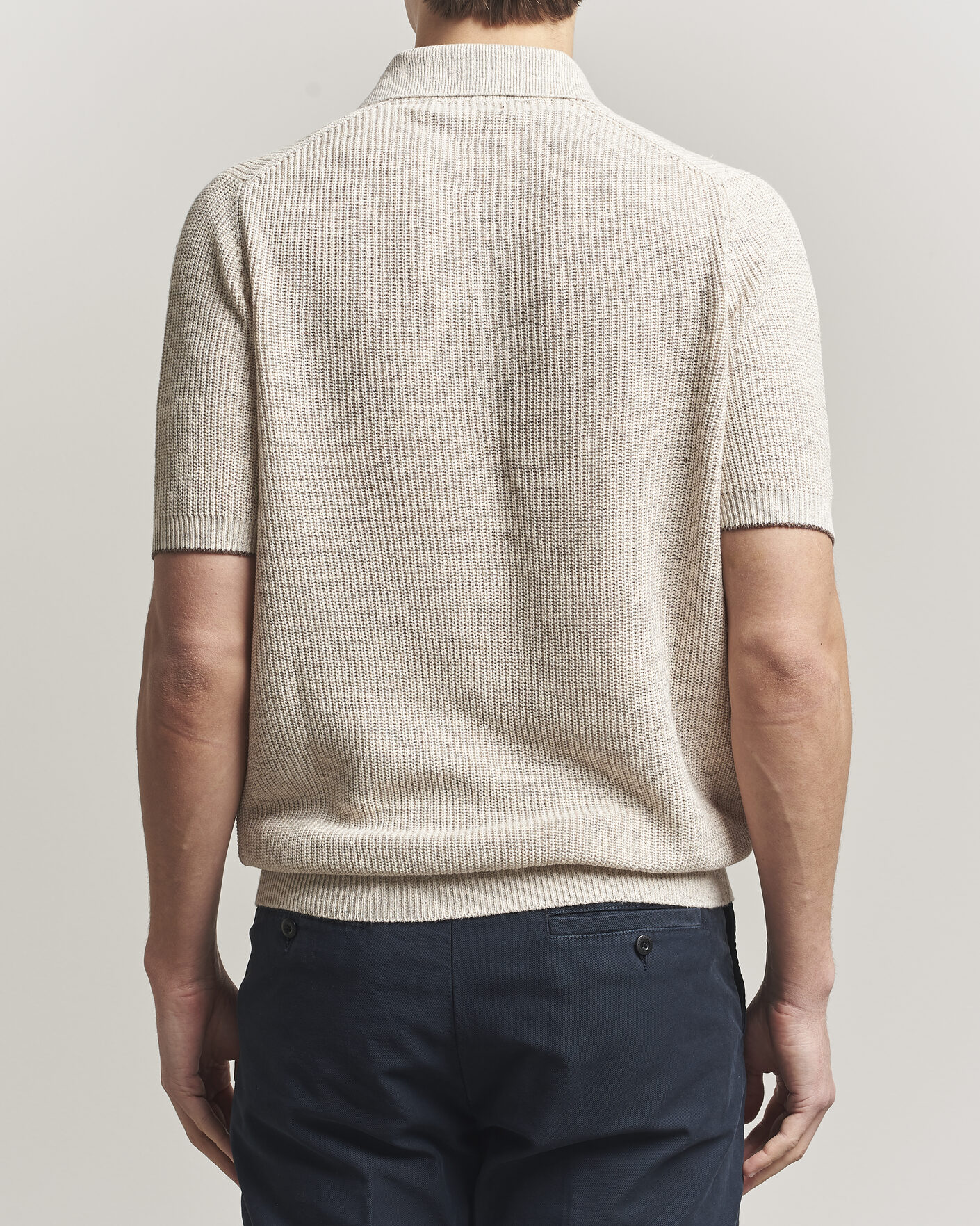 Homme | Polos | Brunello Cucinelli | Linen Rib Knitted Polo Light Beige
