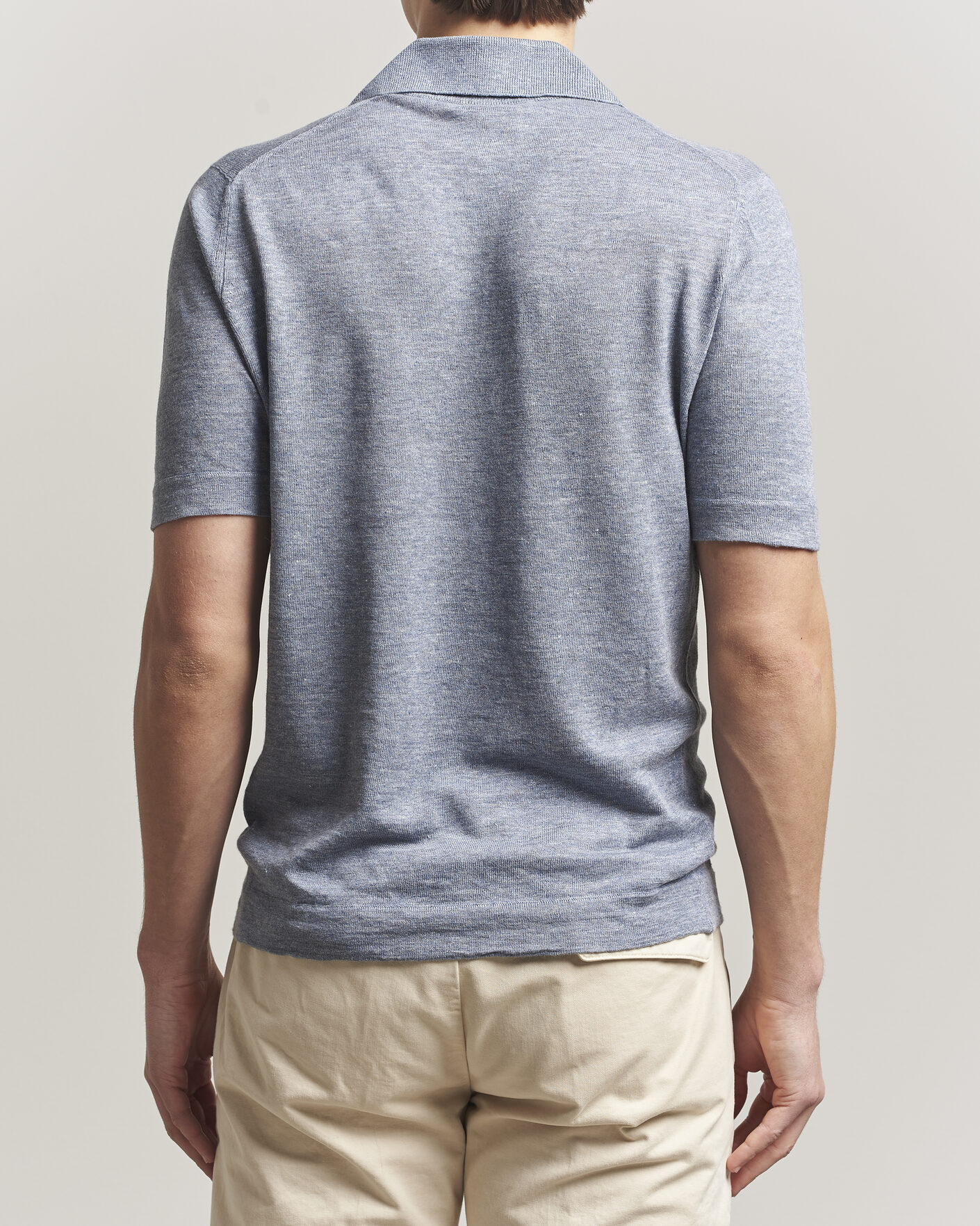 Homme | Polos | Brunello Cucinelli | Linen Knitted Polo Light Blue