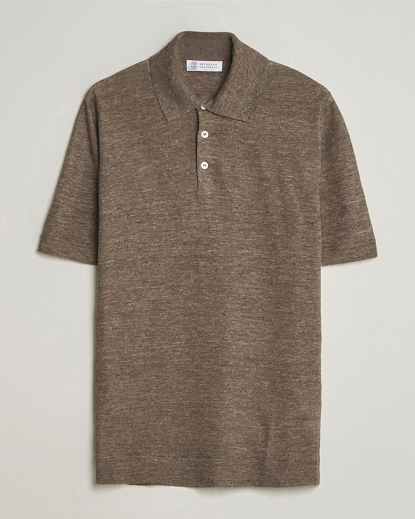 Homme | Polos | Brunello Cucinelli | Linen Knitted Polo Brown