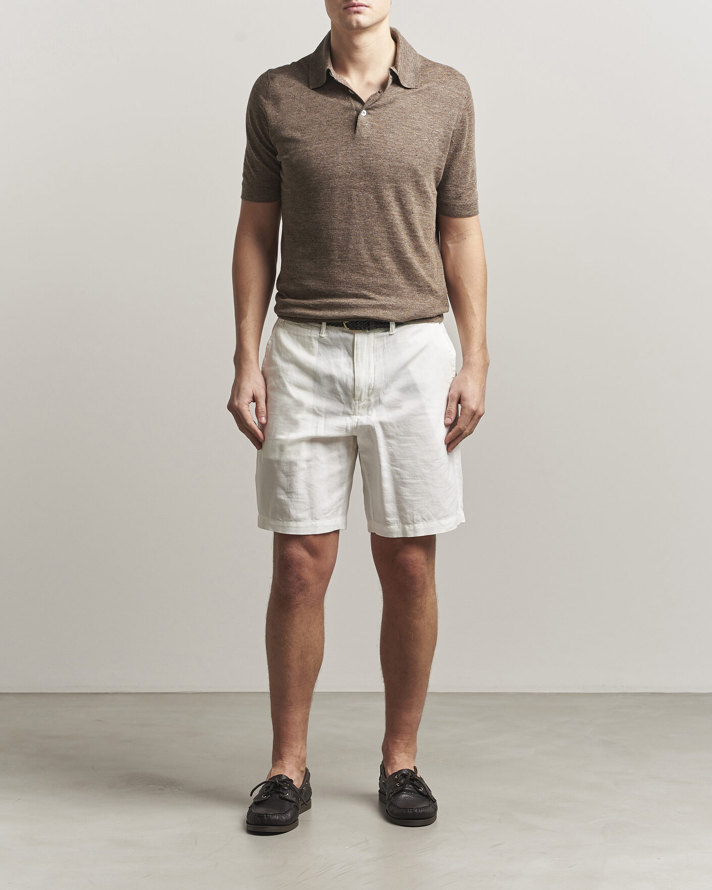 Homme | Polos | Brunello Cucinelli | Linen Knitted Polo Brown