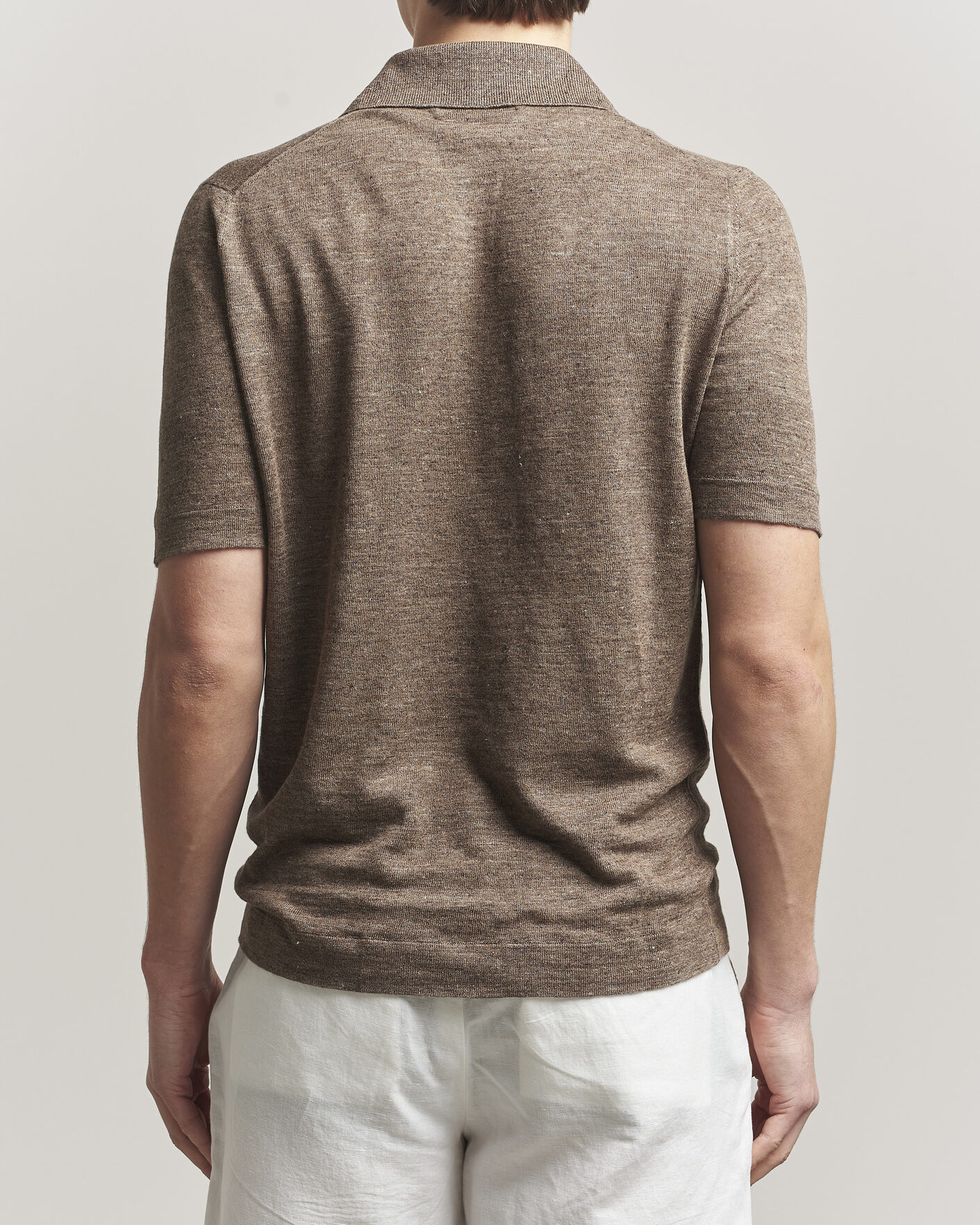 Homme | Polos | Brunello Cucinelli | Linen Knitted Polo Brown