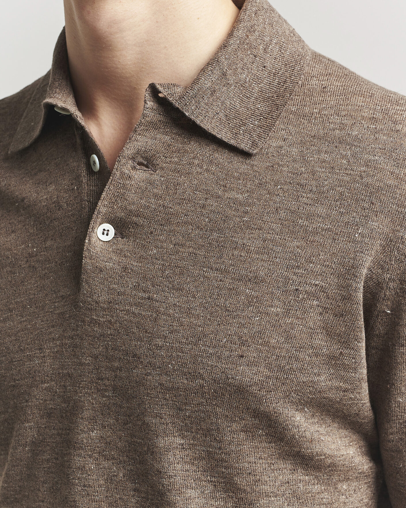 Homme | Polos | Brunello Cucinelli | Linen Knitted Polo Brown