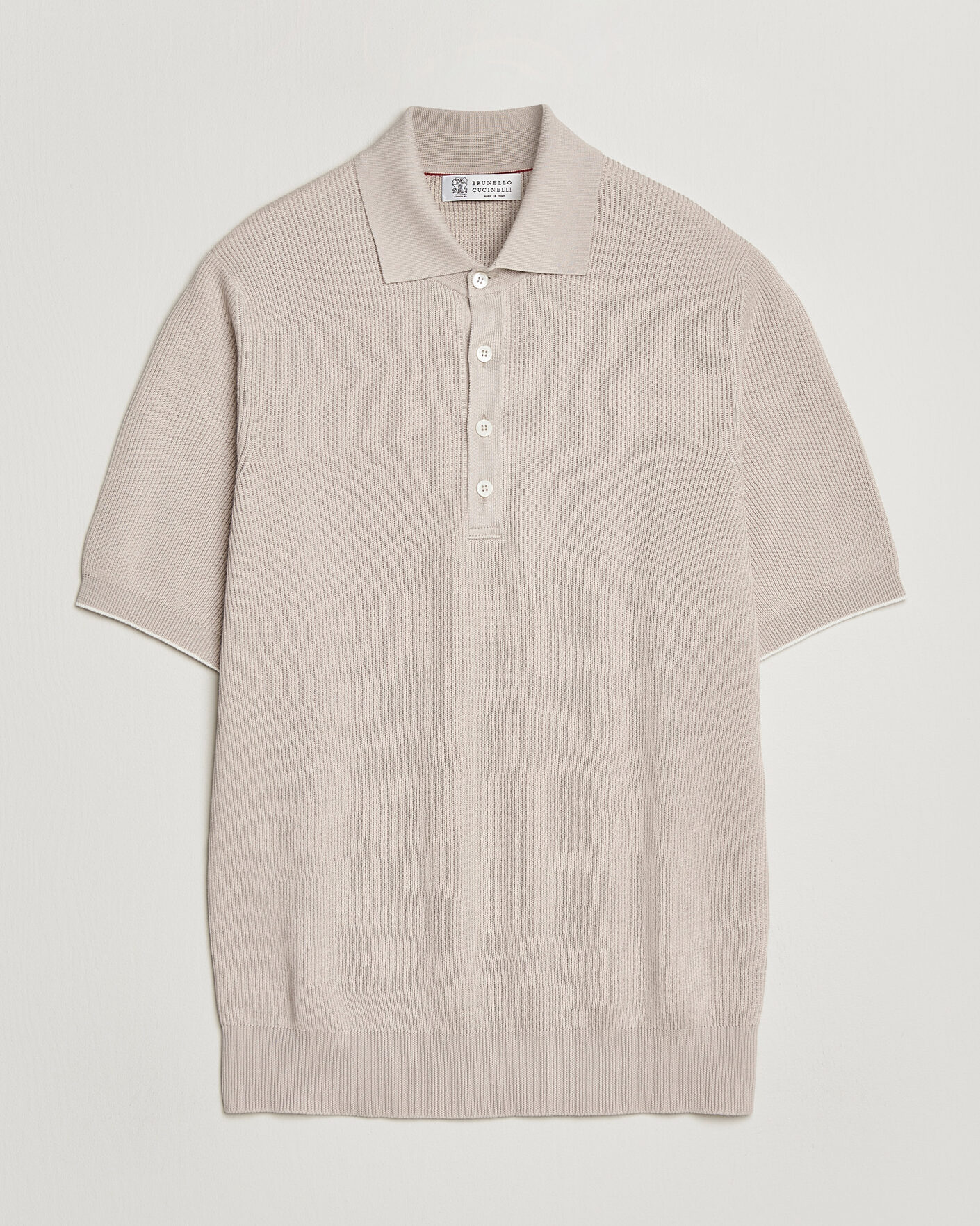 Homme | Polos | Brunello Cucinelli | Cotton Rib Knitted Polo Light Beige