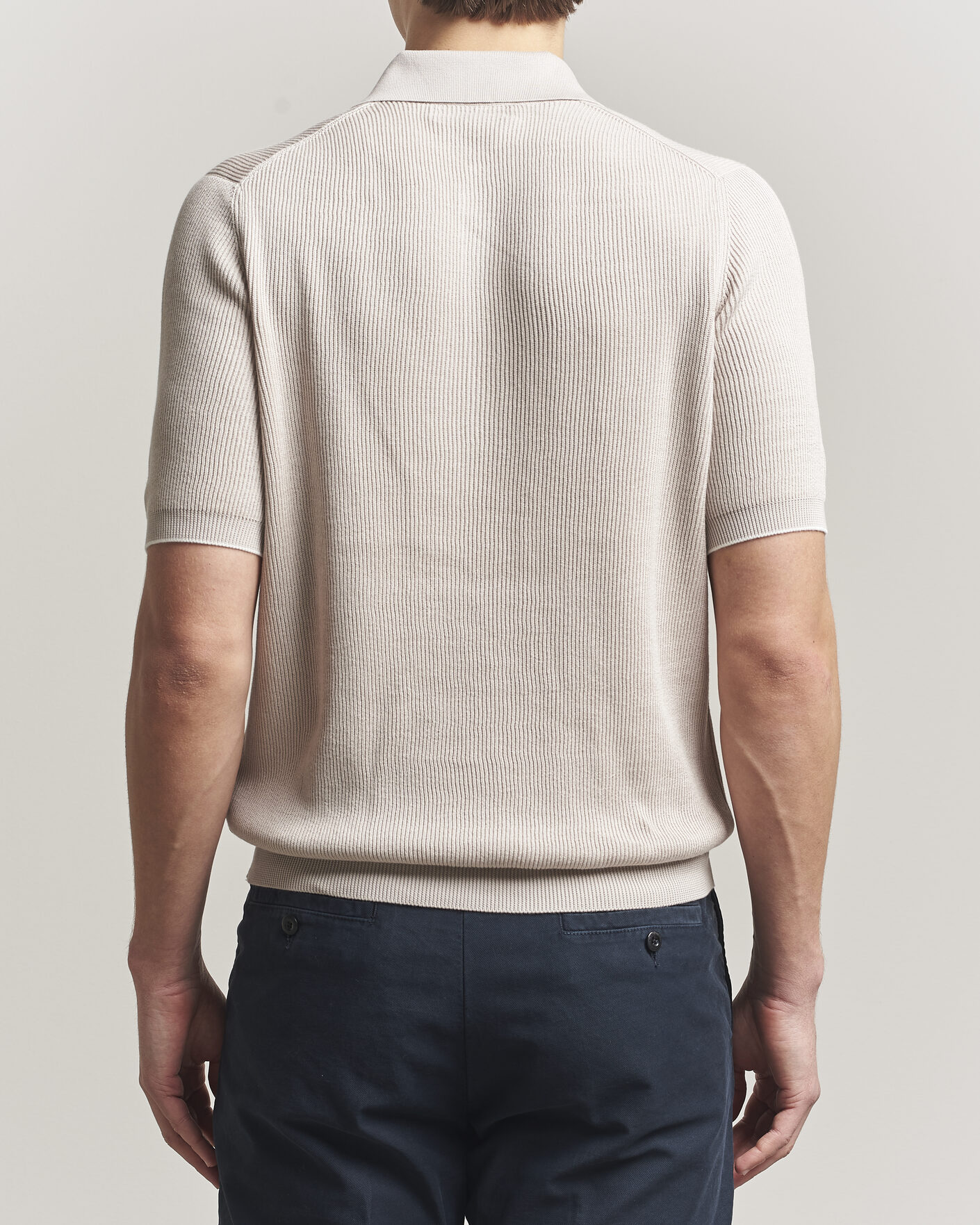 Homme | Polos | Brunello Cucinelli | Cotton Rib Knitted Polo Light Beige