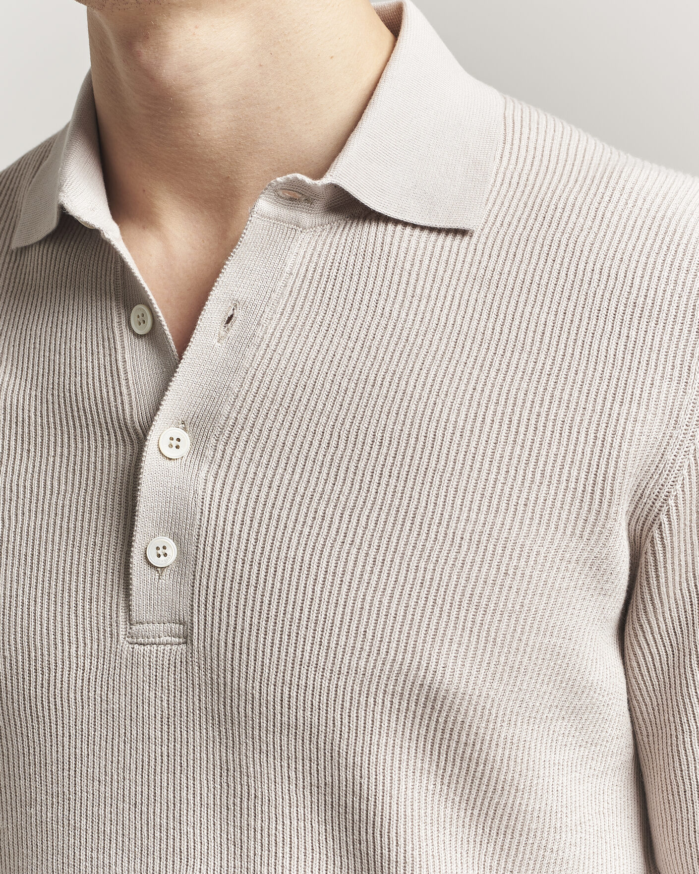 Homme | Polos | Brunello Cucinelli | Cotton Rib Knitted Polo Light Beige